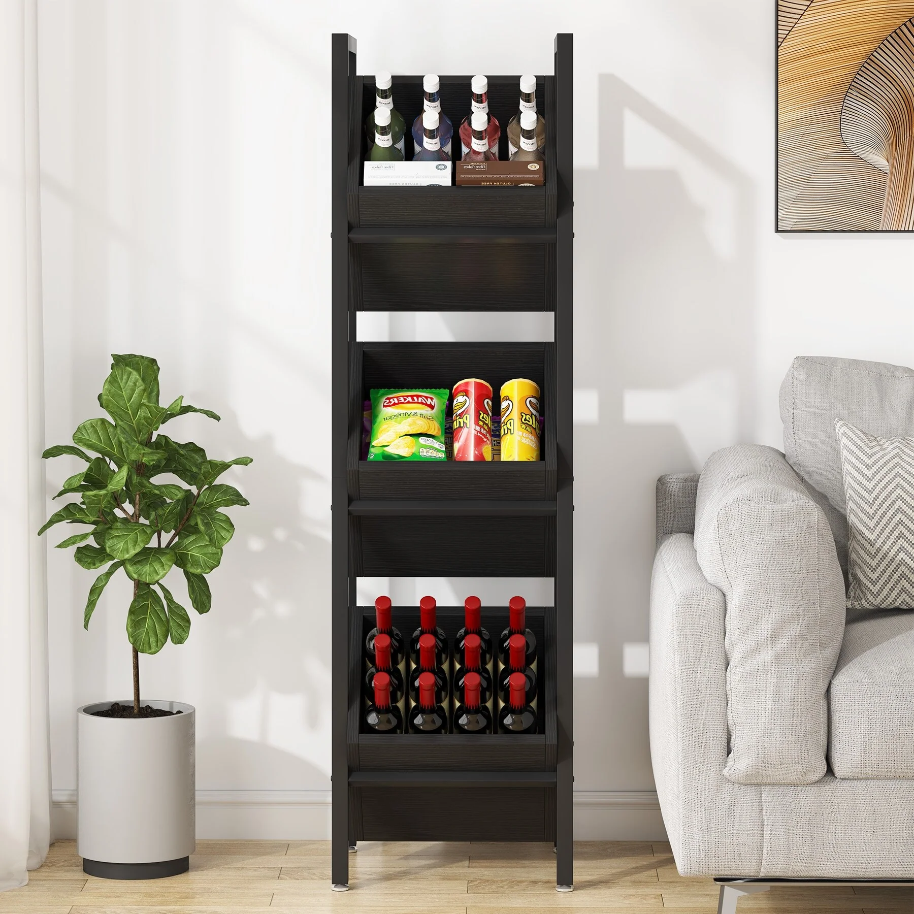 3 Tier Freestanding Floor Wooden Wine Rack