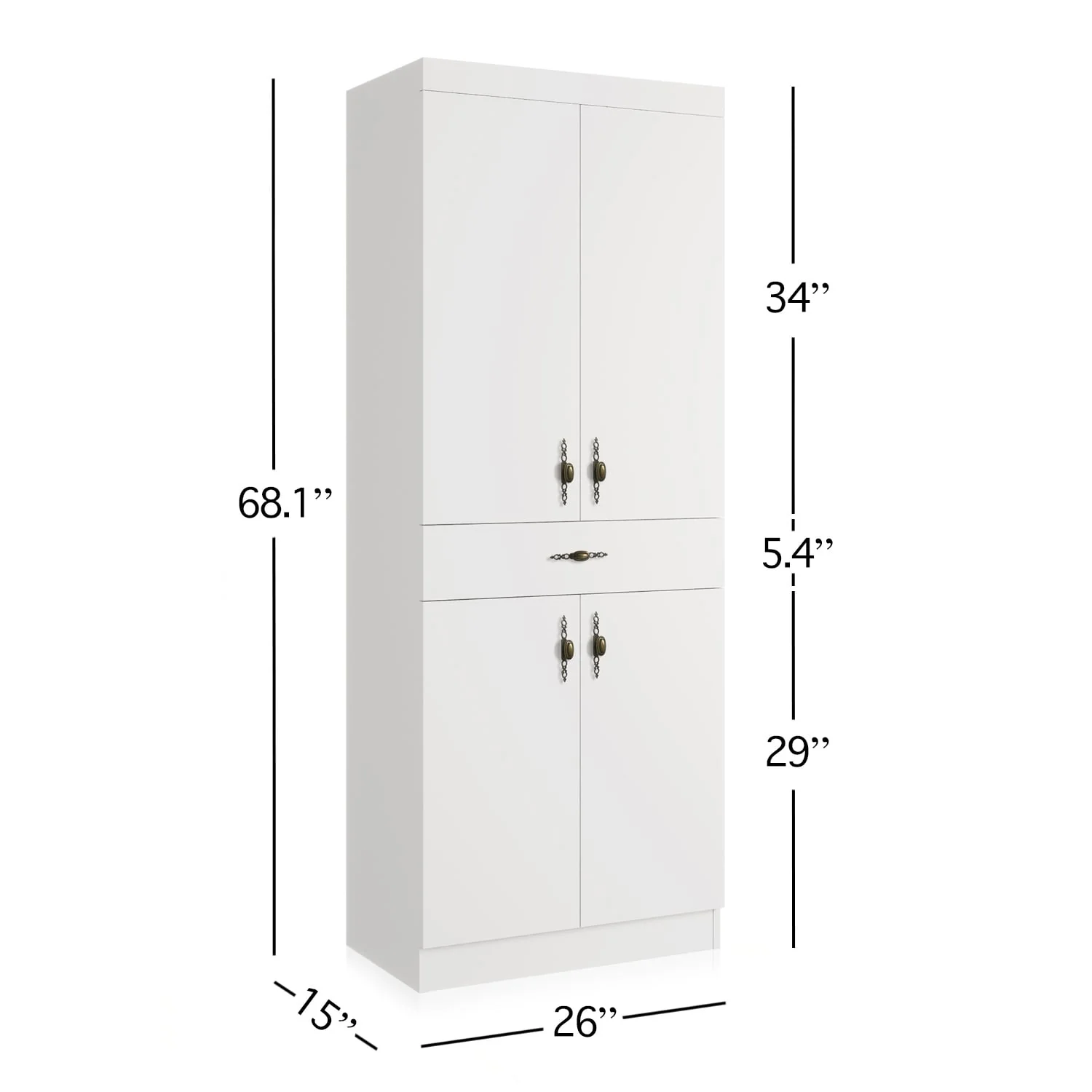 Living Skog Monti Food Pantry Storage Kitchen Cabinet with Adjustable Shelves and Drawer