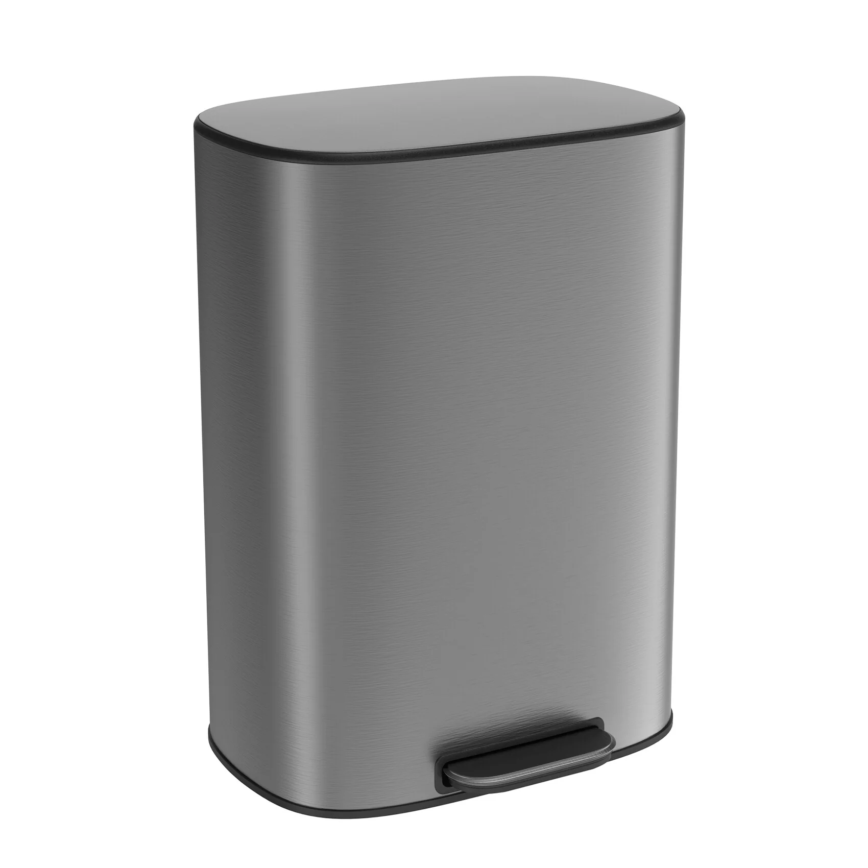 Stainless Steel 13-Gallon Kitchen Trash Can with Foot Pedal and Soft Close Lid