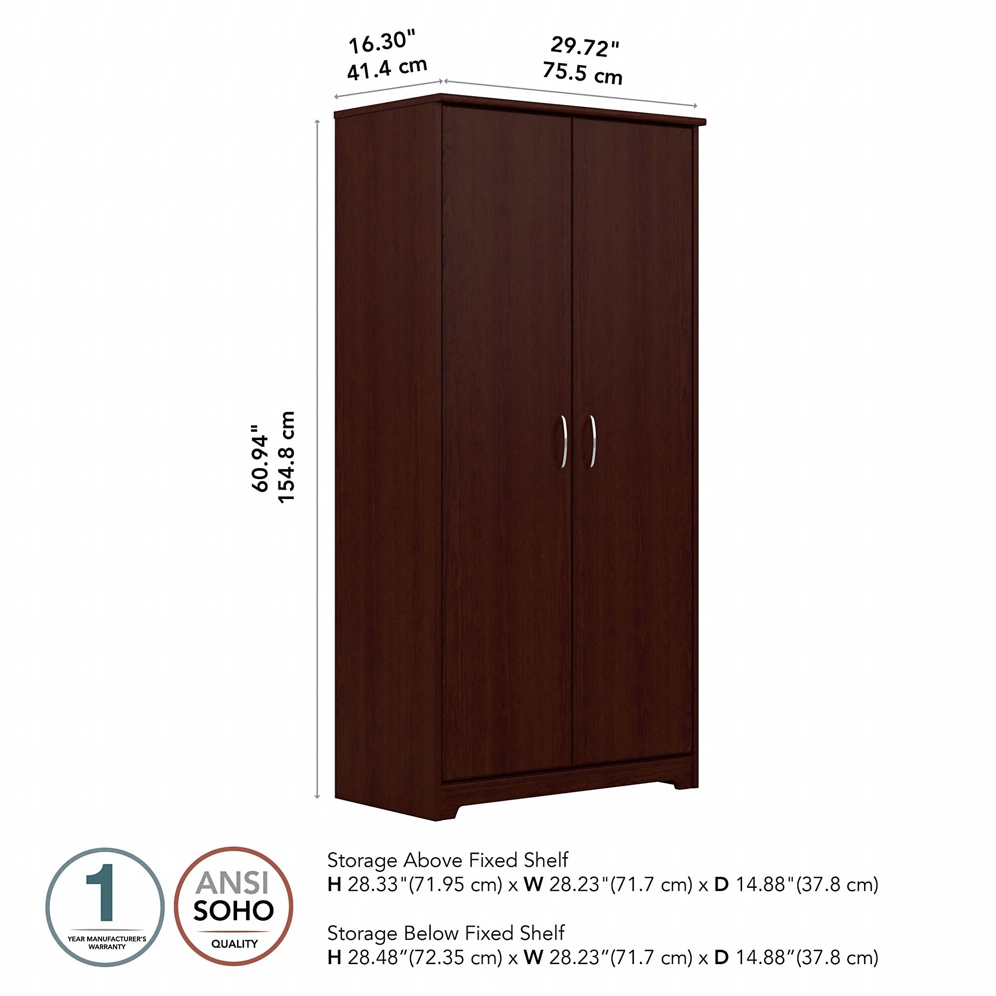 Cabot Tall Kitchen Pantry Cabinet with Doors by Bush Furniture