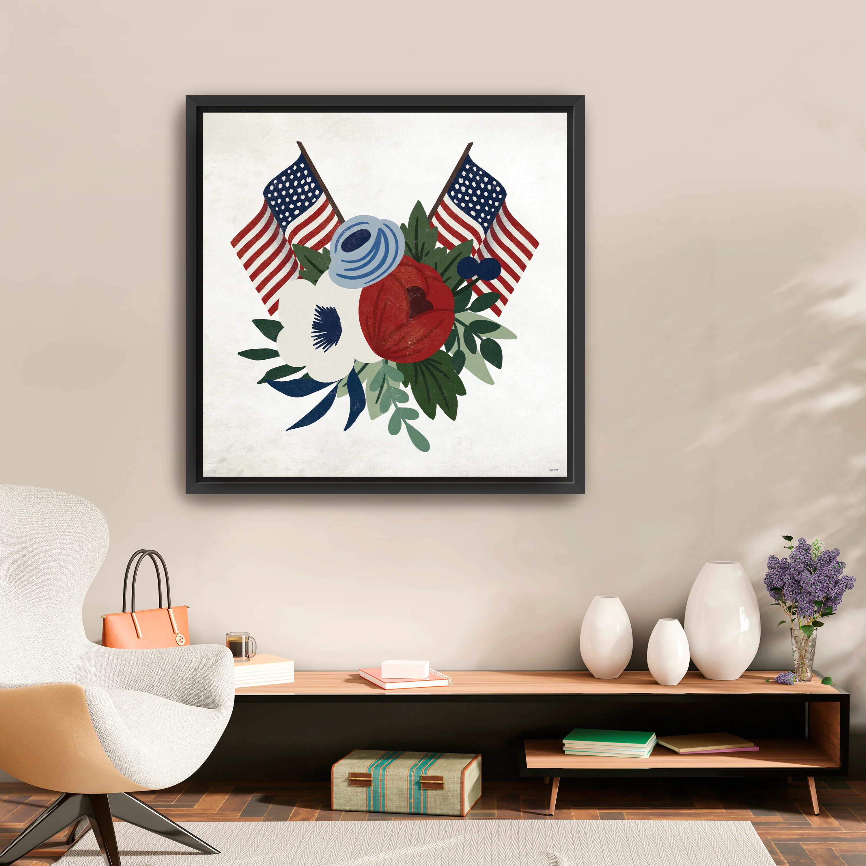 Americana Floral Canvas Giclee
