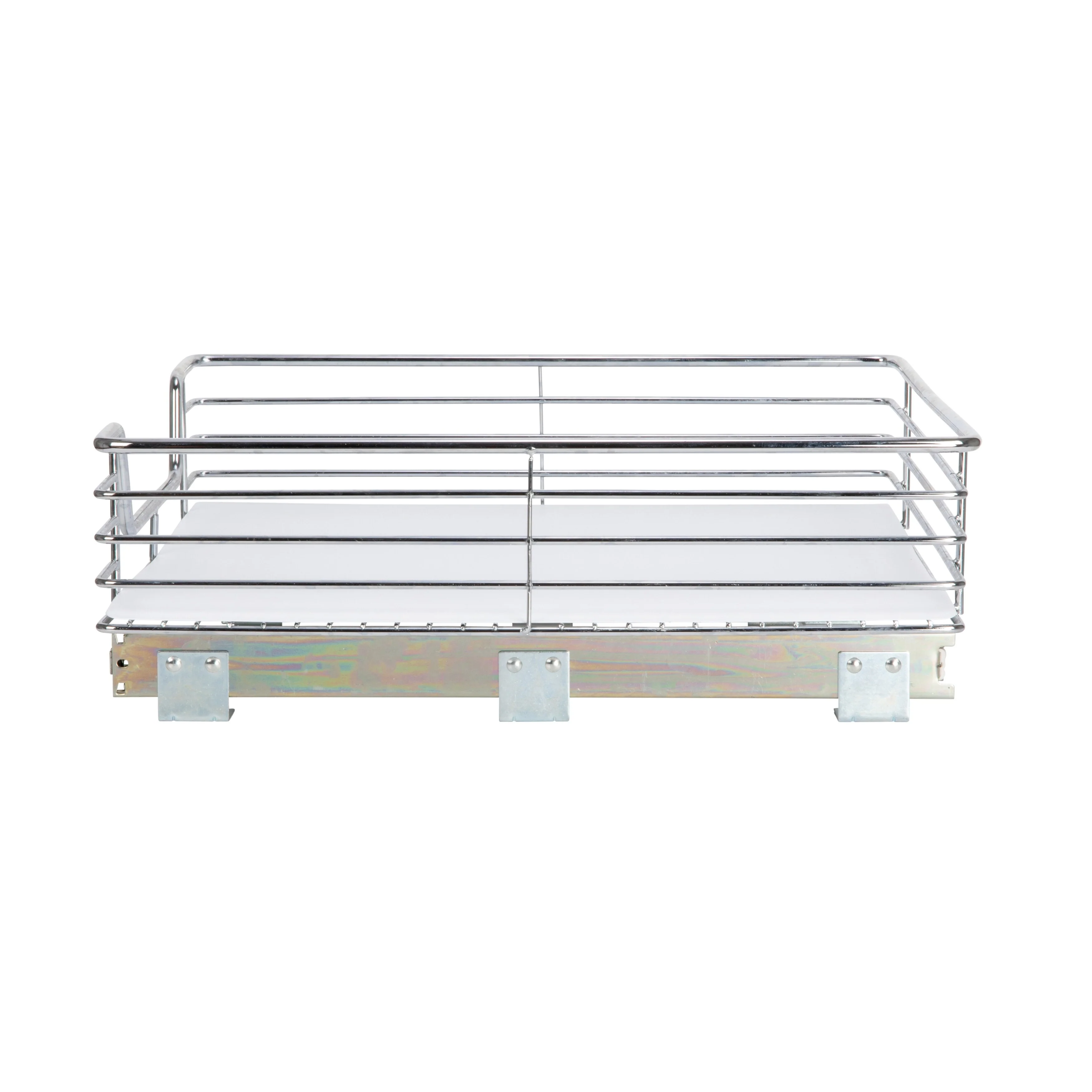 Household Essentials 1-Tier Steel Pull-Out/Slide-Out Basket Storage Organizer with Plastic Liner