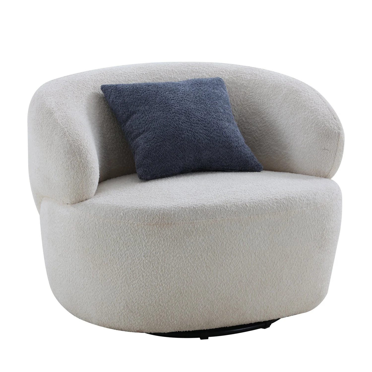 Upholstered Swivel Accent Chair with Metal Base
