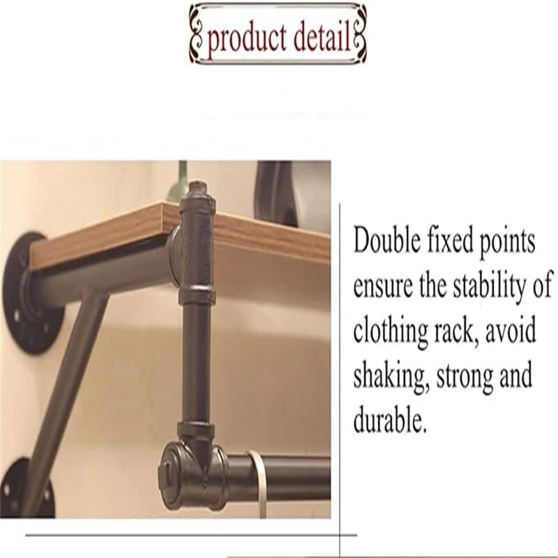 Clothing Rack Wall Mounted with Top Shelf - 47.24