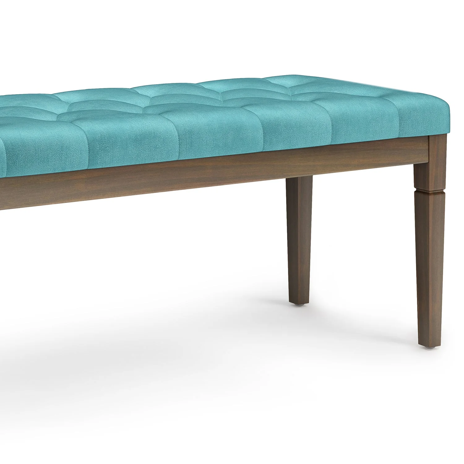 Hushed Upholstered Tufted Ottoman Bench with Carved Legs