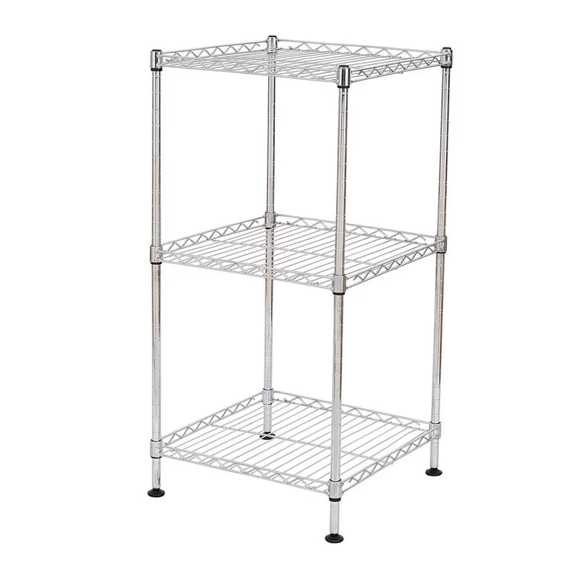 Black 3-Tier Black Wire Shelving Tower