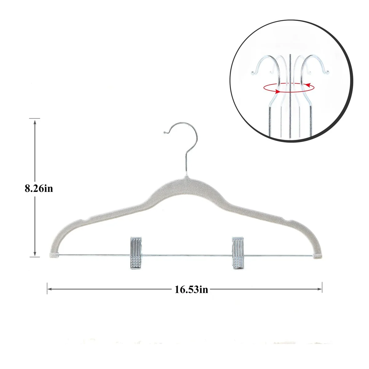 Javlergo 20-Pack Velvet Clothes Hangers, 16.5in Heavy-Duty Hangers with Adjustable Clips, Non-Slip, Space-Saving