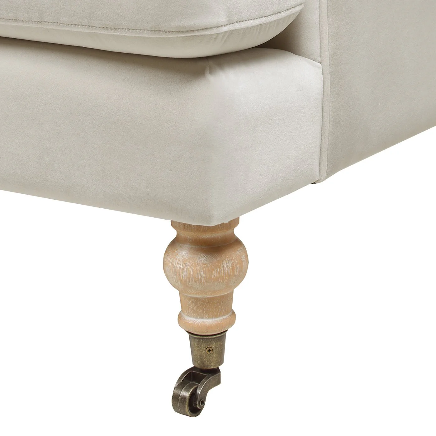 Creations Upholstered Sofa with Metal Casters and 2 Cushions Tightback