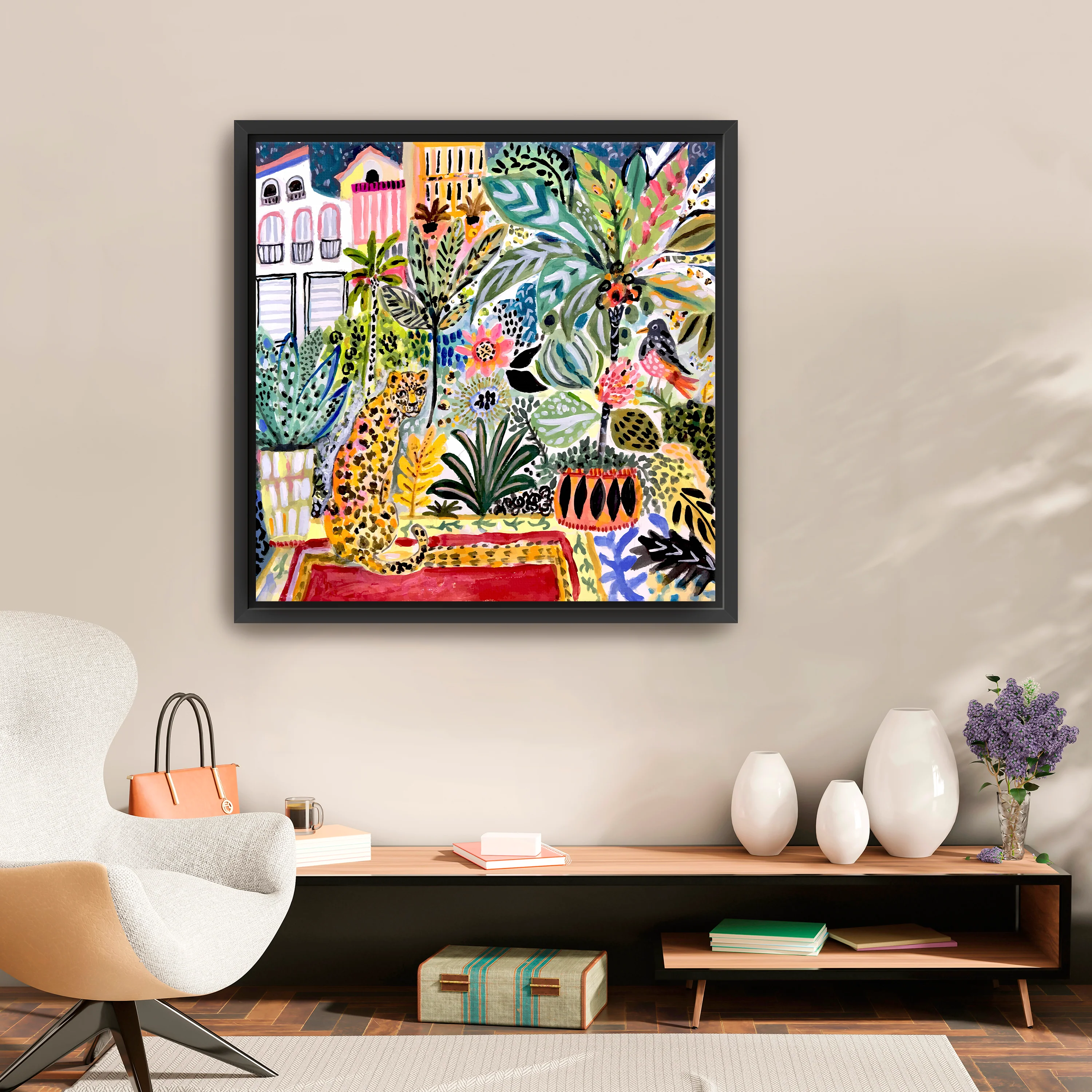 Jungle Cat In Town Canvas Giclee