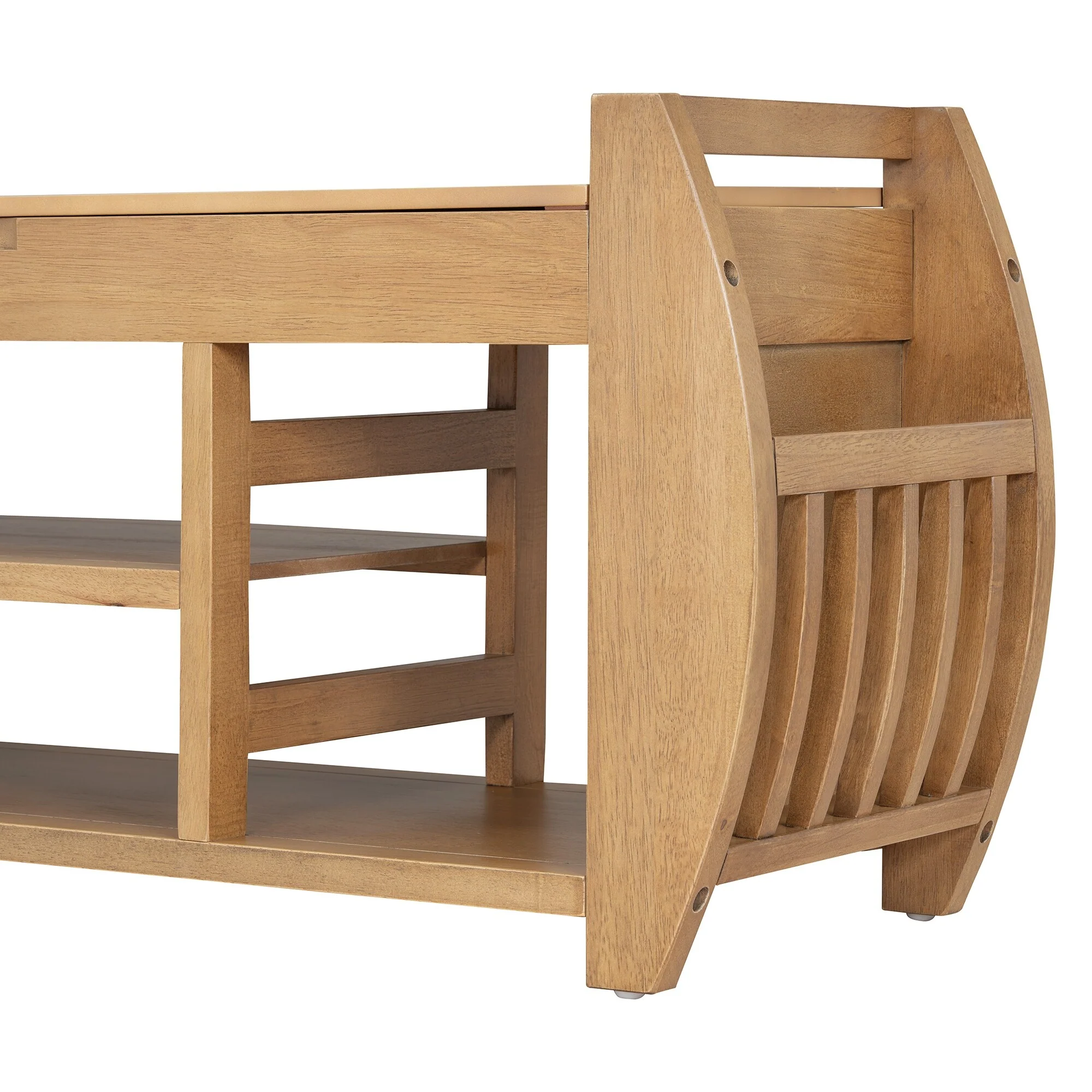 Multifunctional Storage Bench with Cushion and Curved Side Panel for Entrance and Living Room