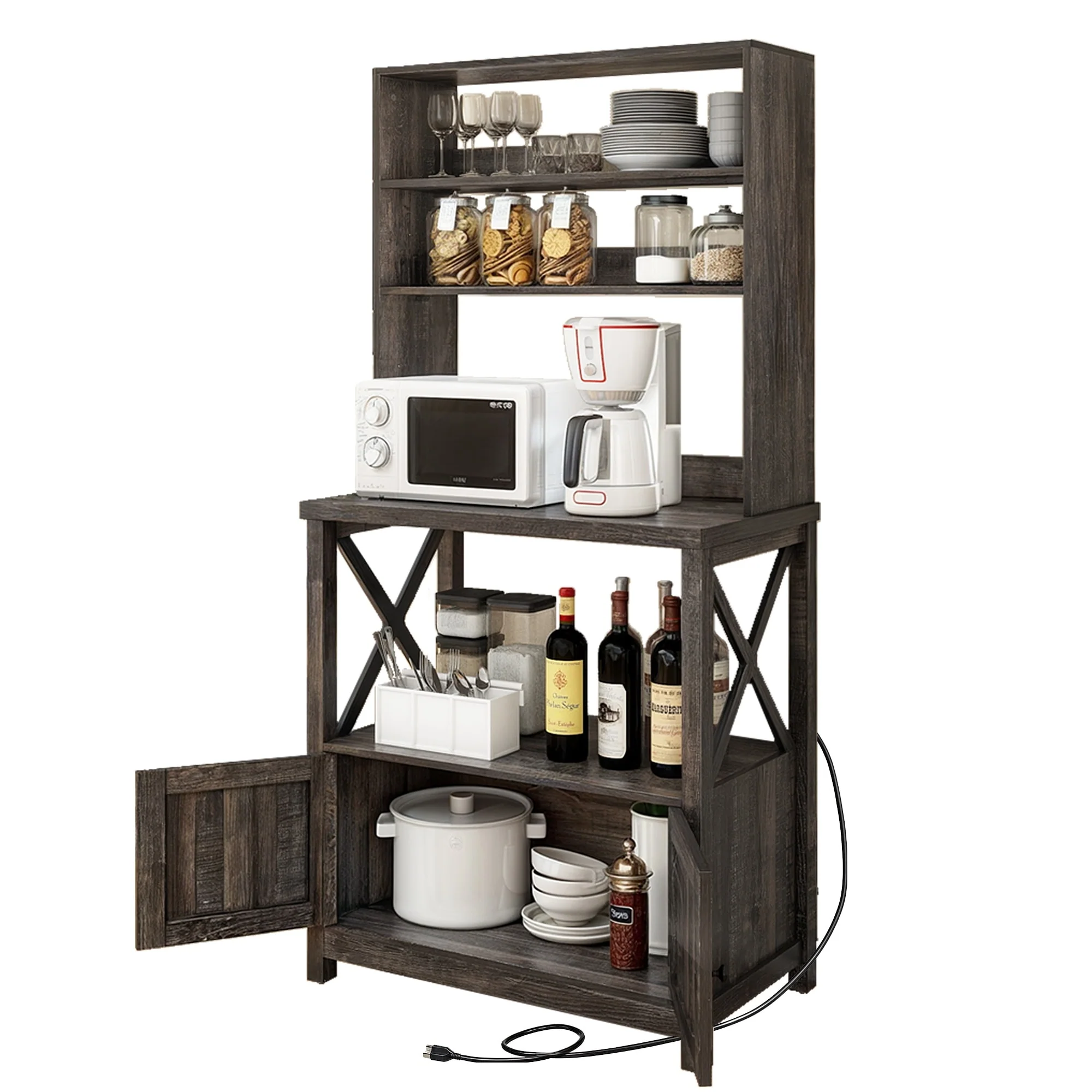 Moasis 5 Tier Kitchen Bakers Rack with Storage Shelves Microwave Oven Stand Kitchen Shelf Organizer