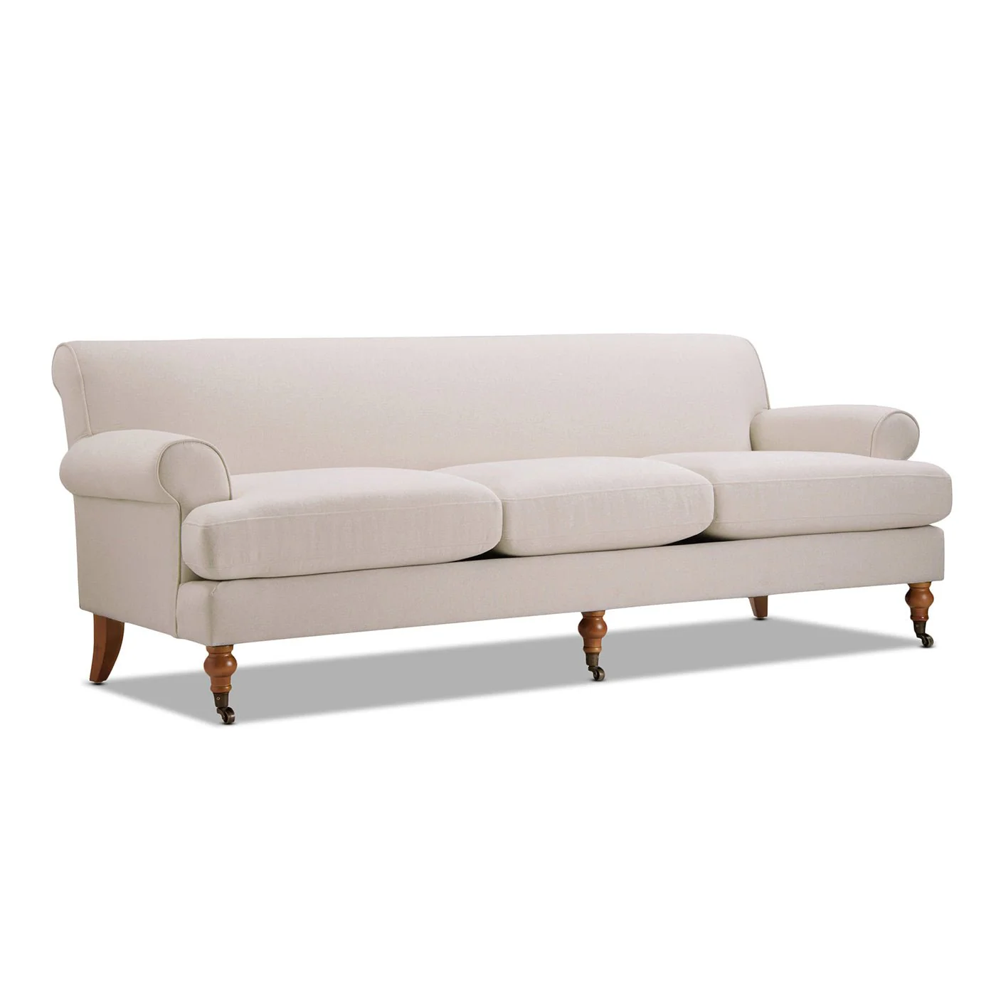 Creations Upholstered Sofa with Metal Casters and 3 Cushions Tightback