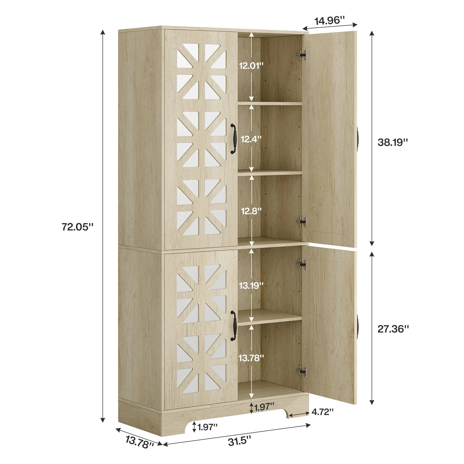 72-Inch Tall Shoe Storage Cabinet, 5-Tier Large Shoe Organizer with Adjustable Shelves