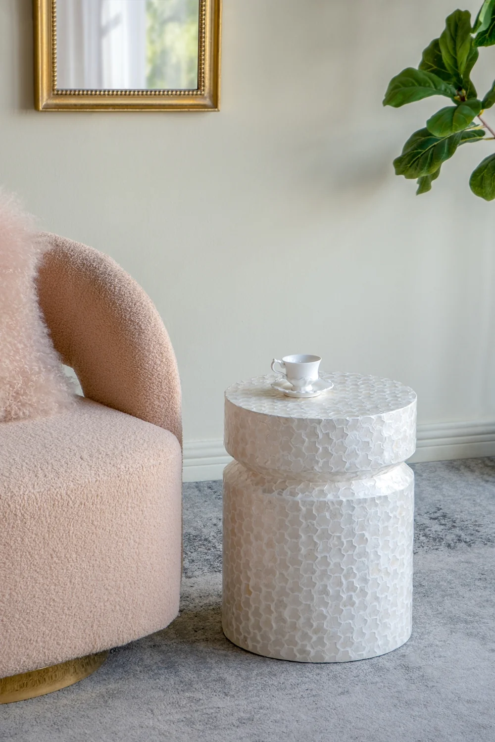 Round Capiz Side Table