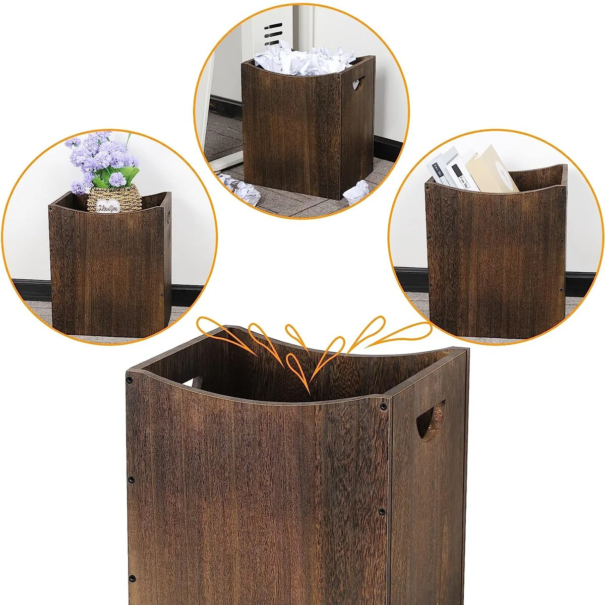 Wood Trash Can 5.3 Gallon