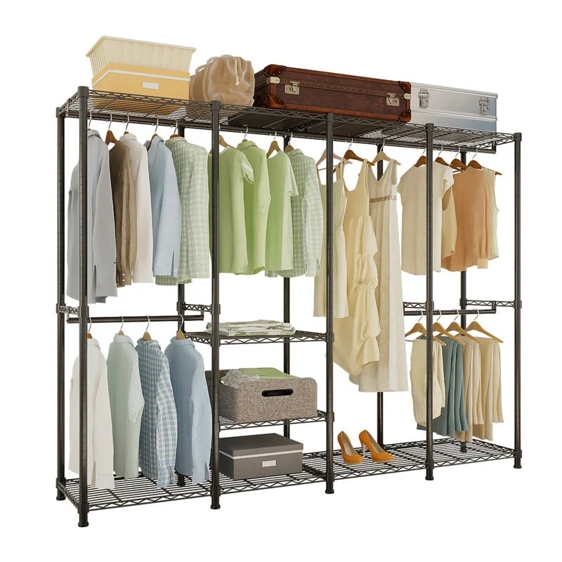 Wire Garment Rack Portable Clothes Hanger Black