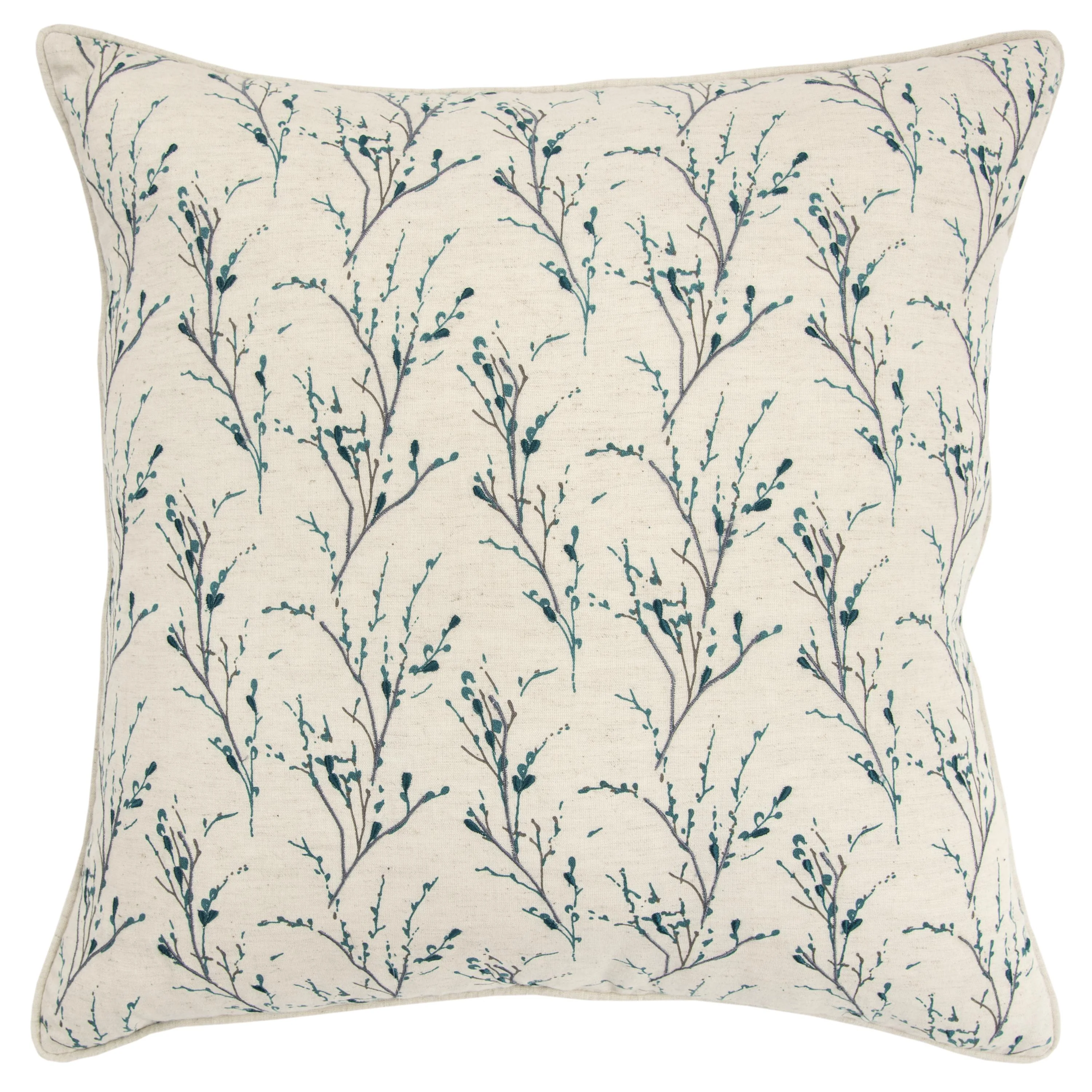 Printed And Embroidered 100% Cotton Floral Pillow