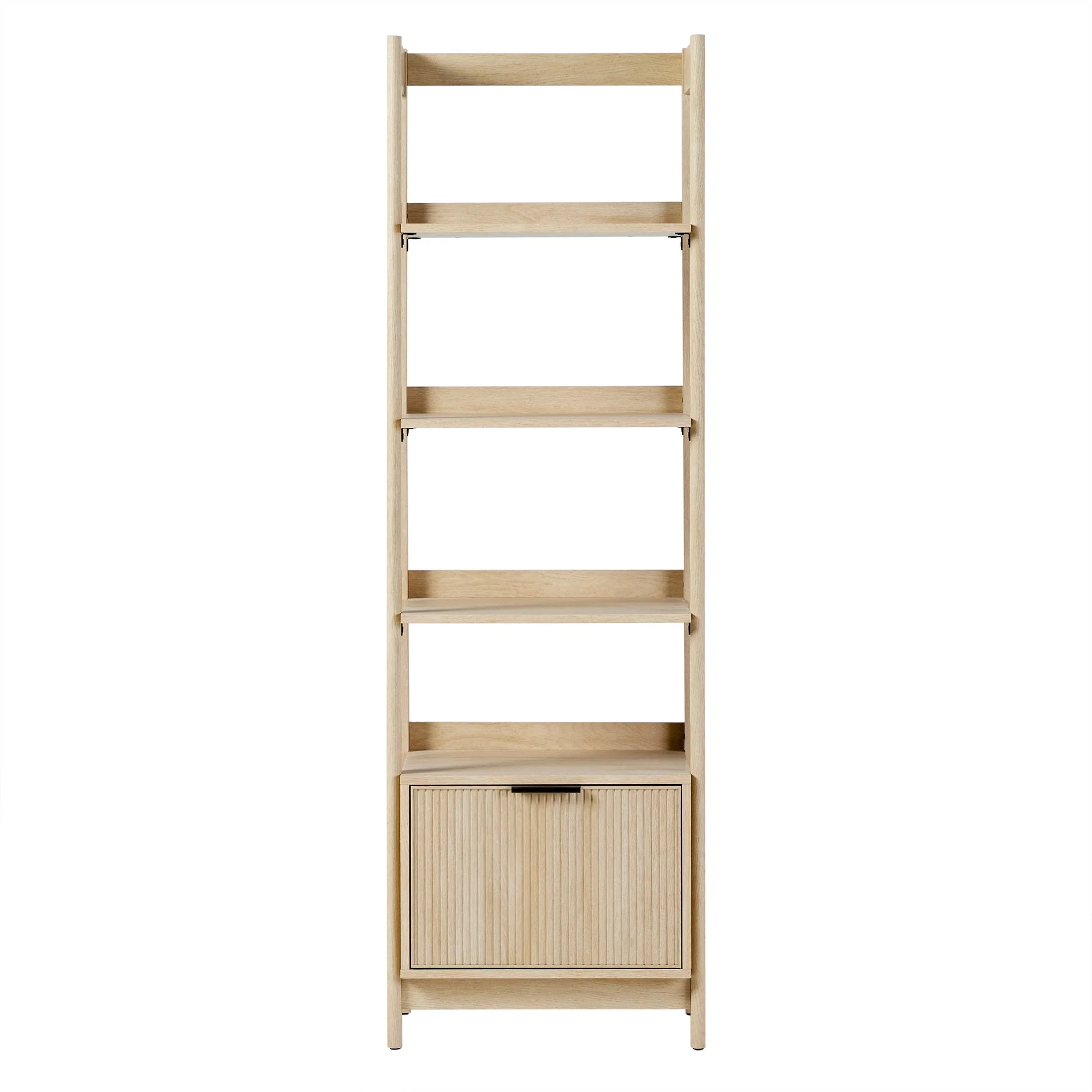 Jubilate Narrow Bookcase with Fluted Drawer and 4 Open Shelves