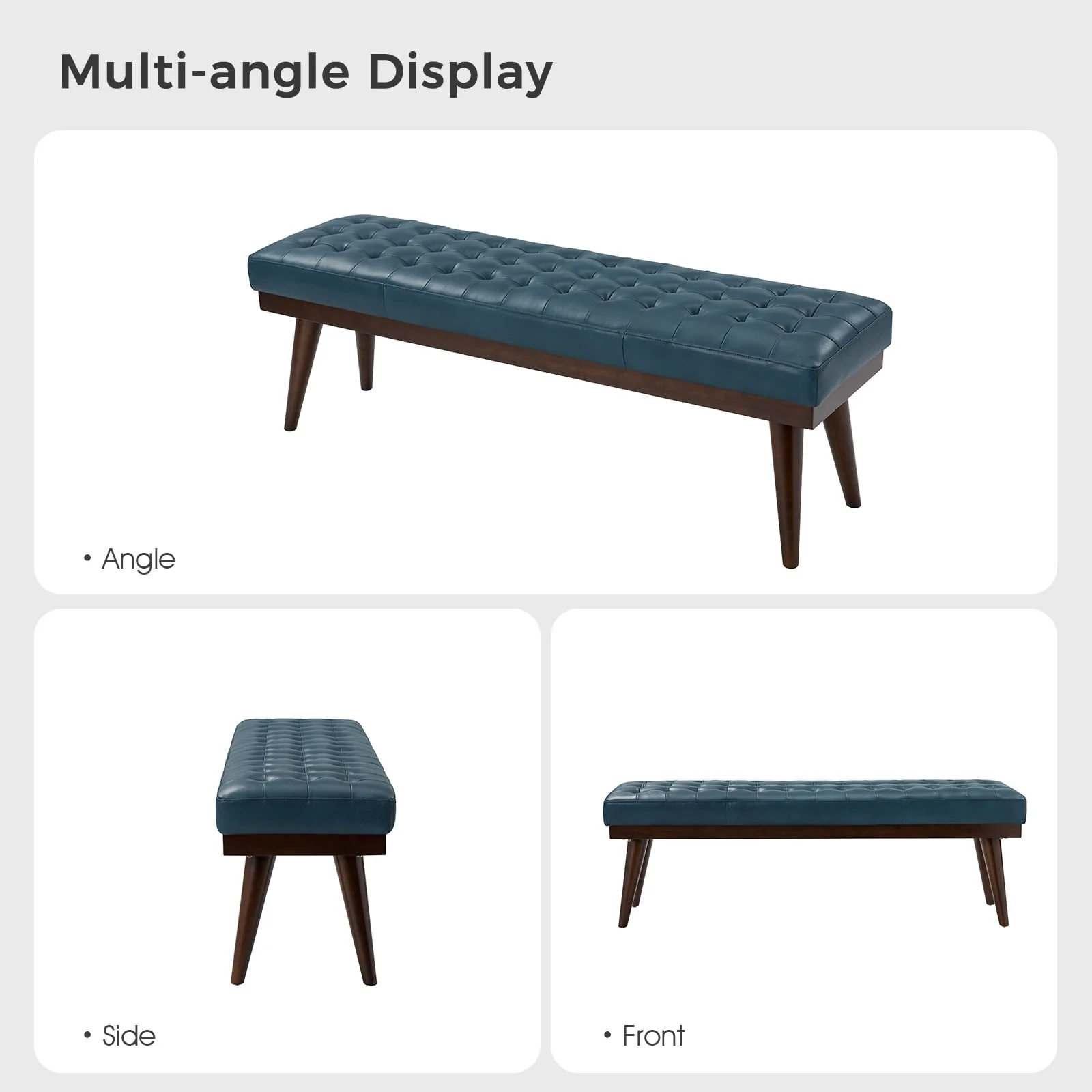 Felisa Modern Genuine Leather Tufted Bench With Solid Wood Base By HULALA HOME