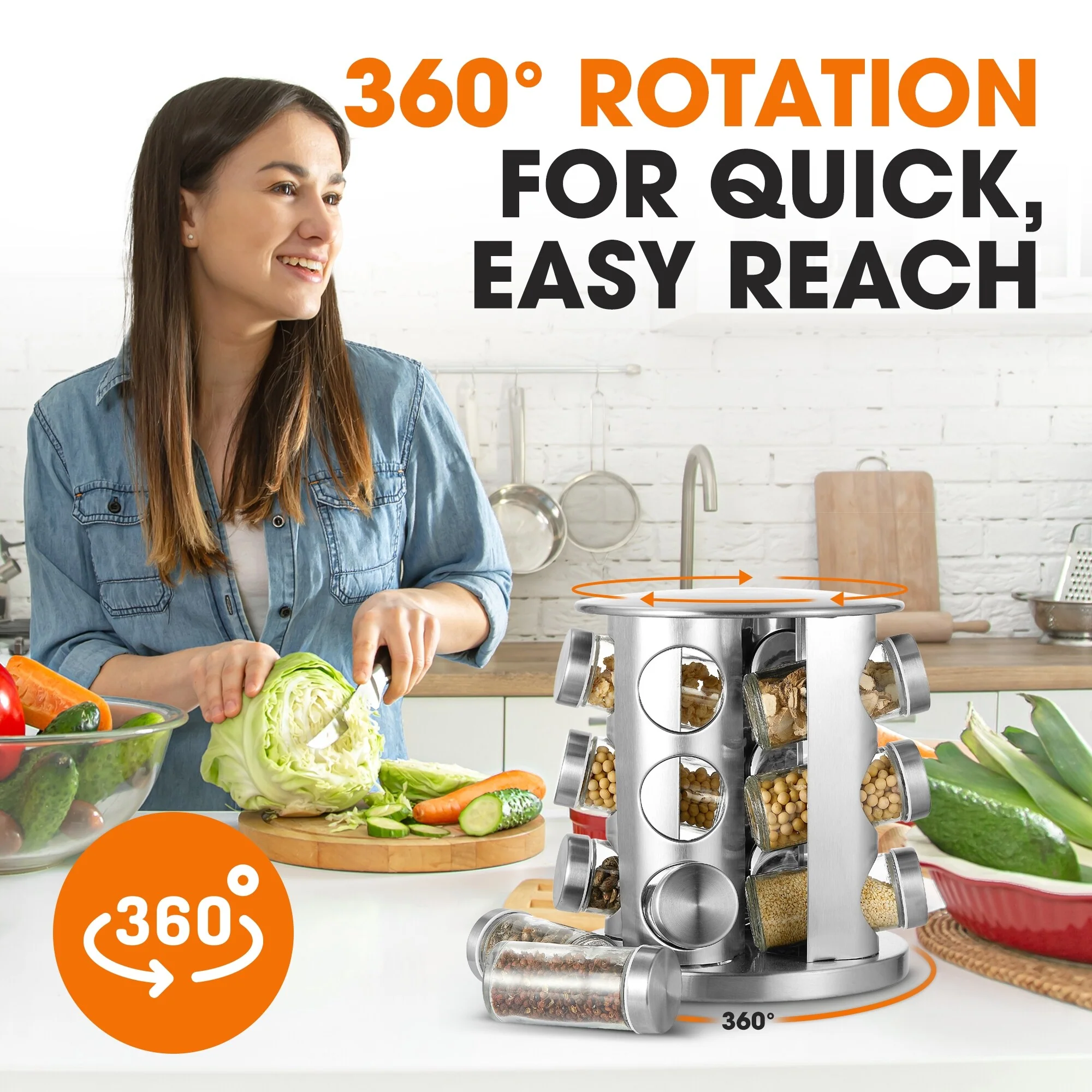 Cheer Collection Rotating Spice Rack with 12 Jars