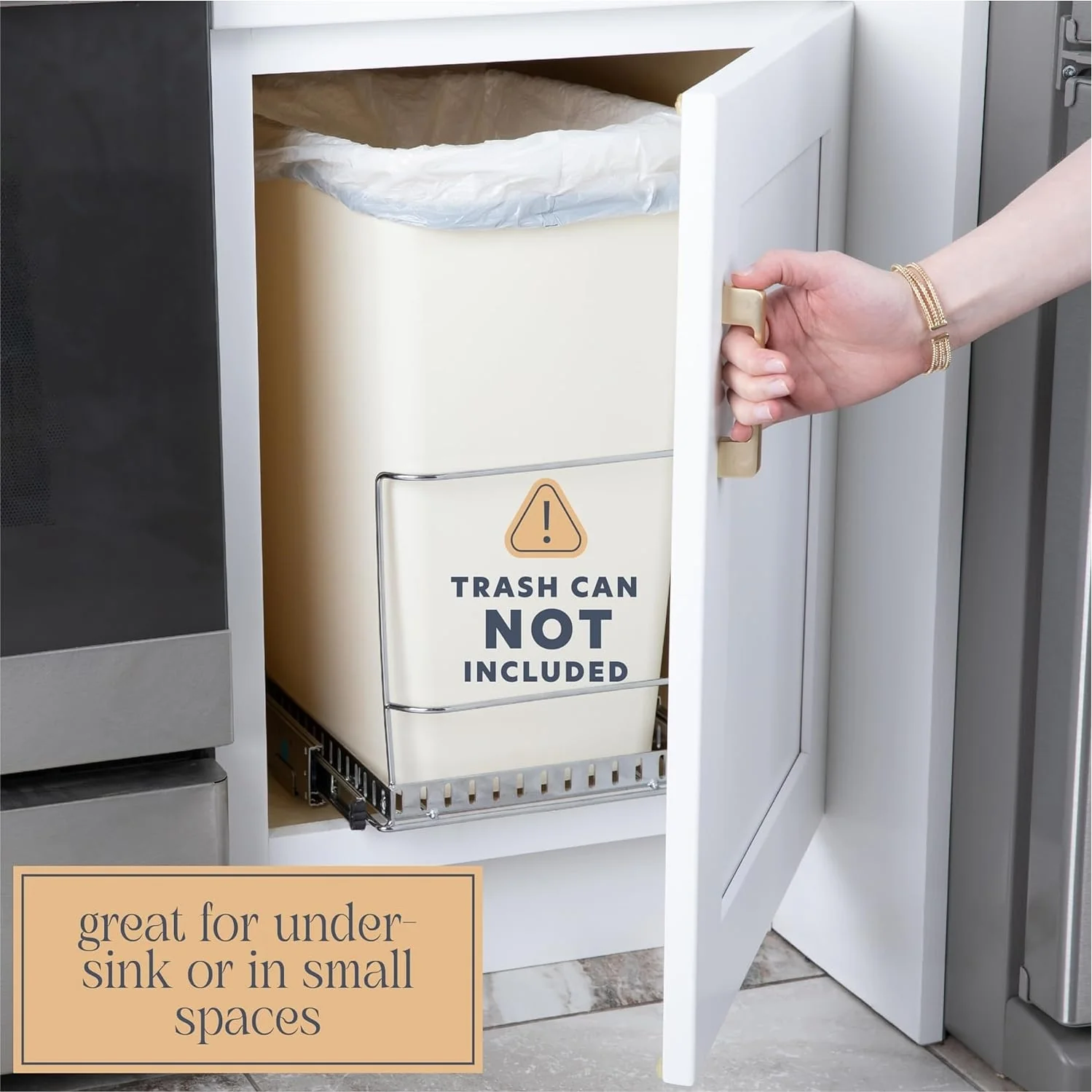 Hold N' Storage Pull Out Trash Can Under Cabinet - Trash Can Not Included, Heavy Duty