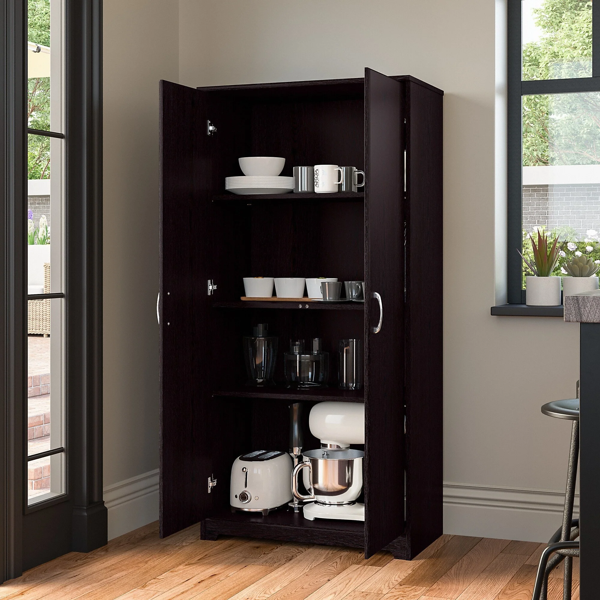 Cabot Tall Kitchen Pantry Cabinet with Doors by Bush Furniture