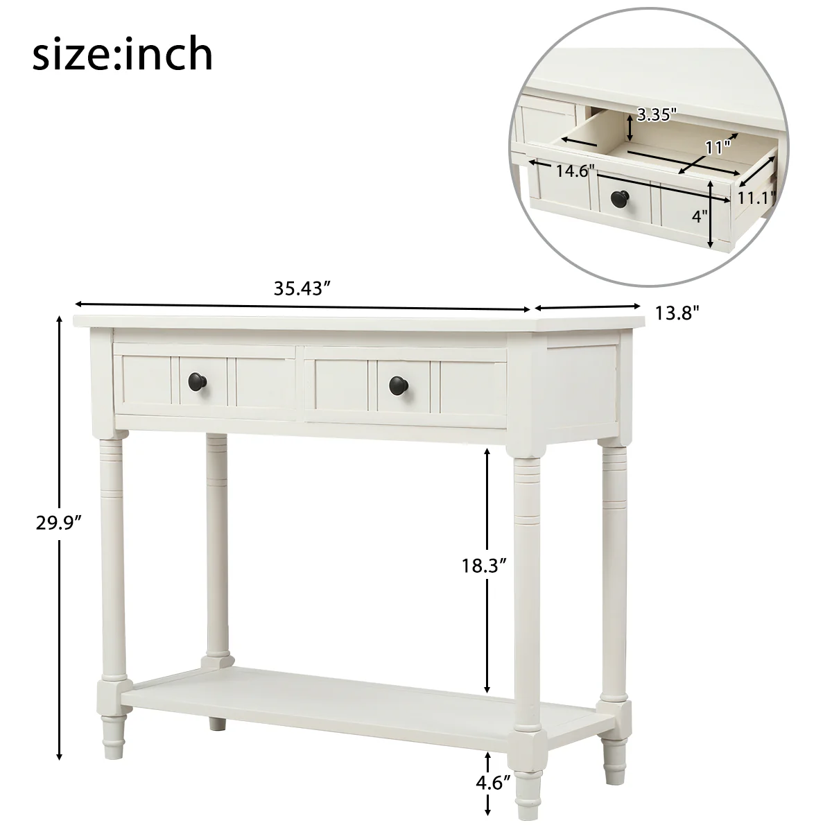 Jace Console Table with 2 Drawers and Bottom Shelf