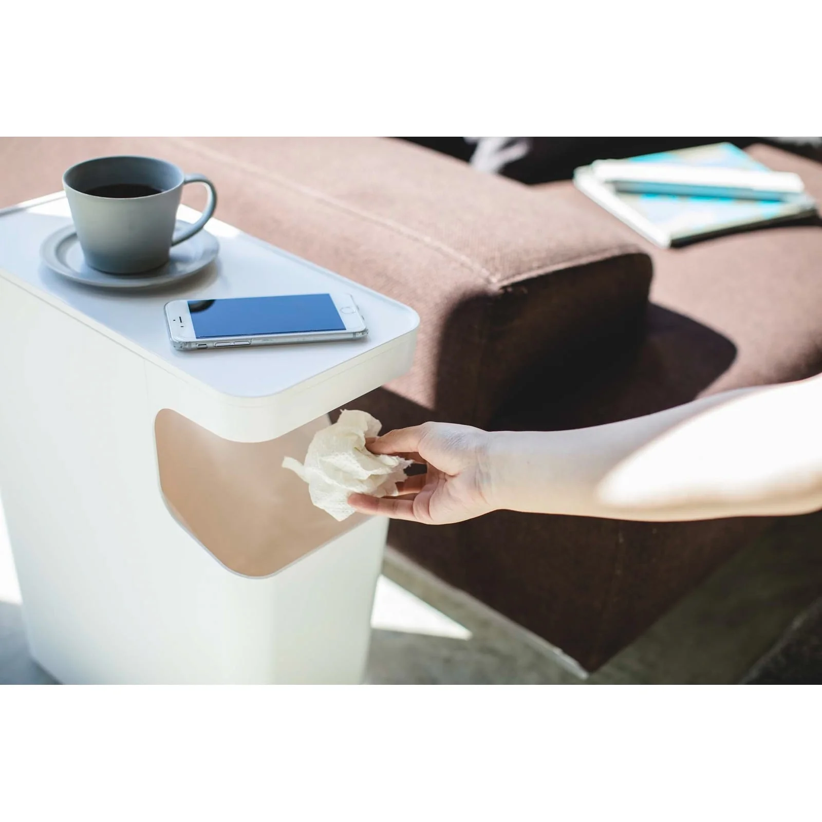 Yamazaki Home Side Table Trash Can, ABS Plastic, 4 gallons, 15 liters