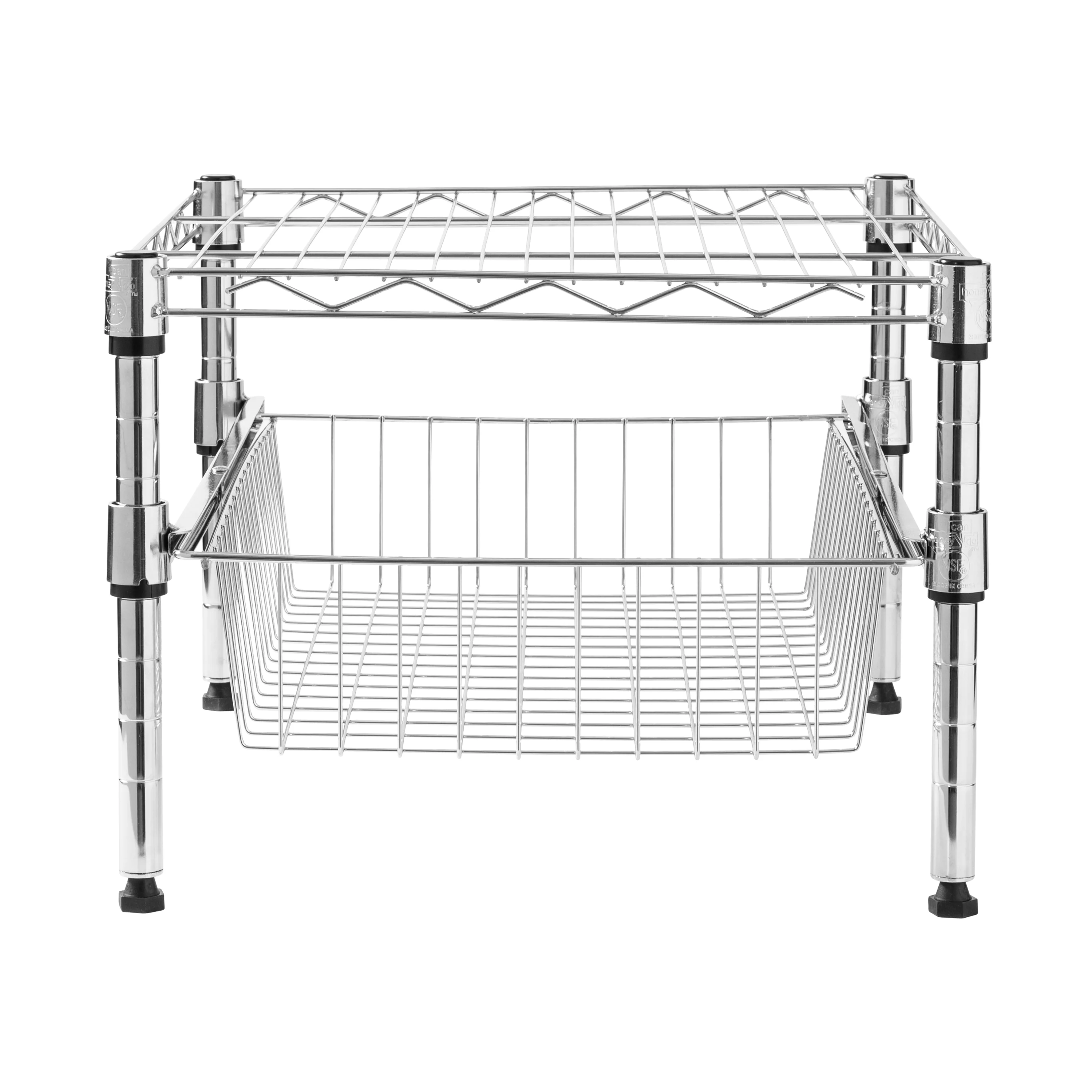 Honey-Can-Do Chrome Cabinet or Sink Organizer with Basket and Shelf