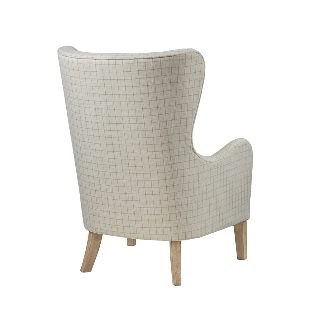 Upholstered Chair with Wing Back and Curved Arms