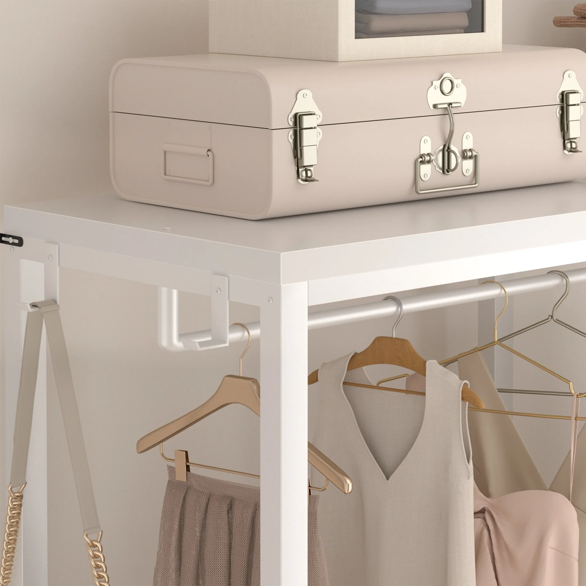 65.6'' Heavy-duty Garment Rack, Freestanding Closet Organizer with Fabric Drawers and 5 hanging Rods