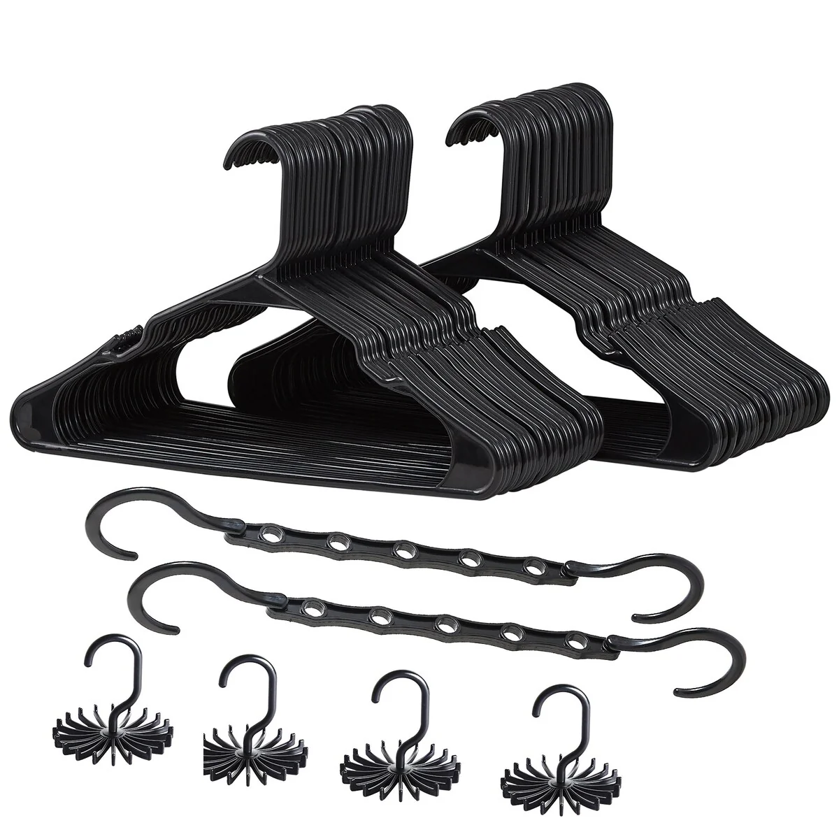 Javlergo 25/50 Pack Plastic Hanger, Space Saving, Sturdy Heavy Duty Clothing Notched Hangers