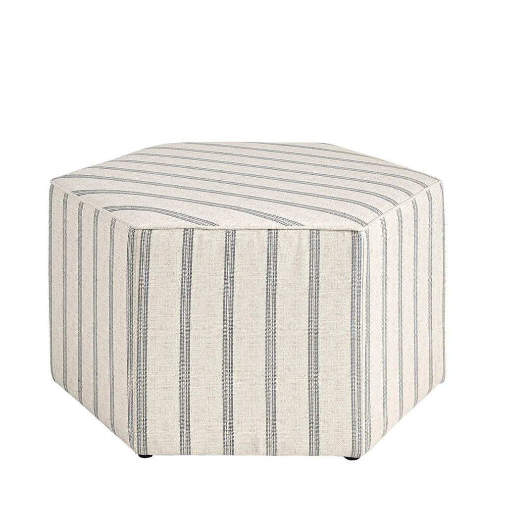 Vertex Hexagon Cocktail Ottoman with Stripe Pattern
