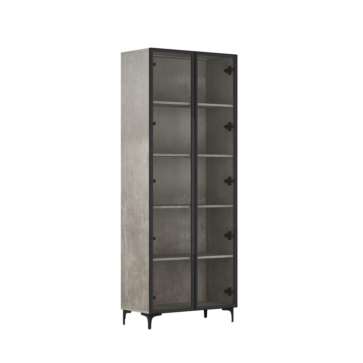 Kitchen Pantry Cabinets 5-Tier Tall Storage Cabinet with Glass Doors