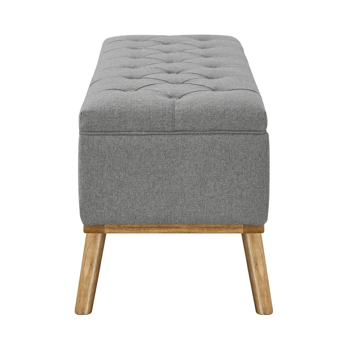 LUE BONA Modern Upholstered Storage Ottoman Button Tufted Storage Bench with Linen Seat End of Bed - 17.5 D X 50.4 W X 20.5 H