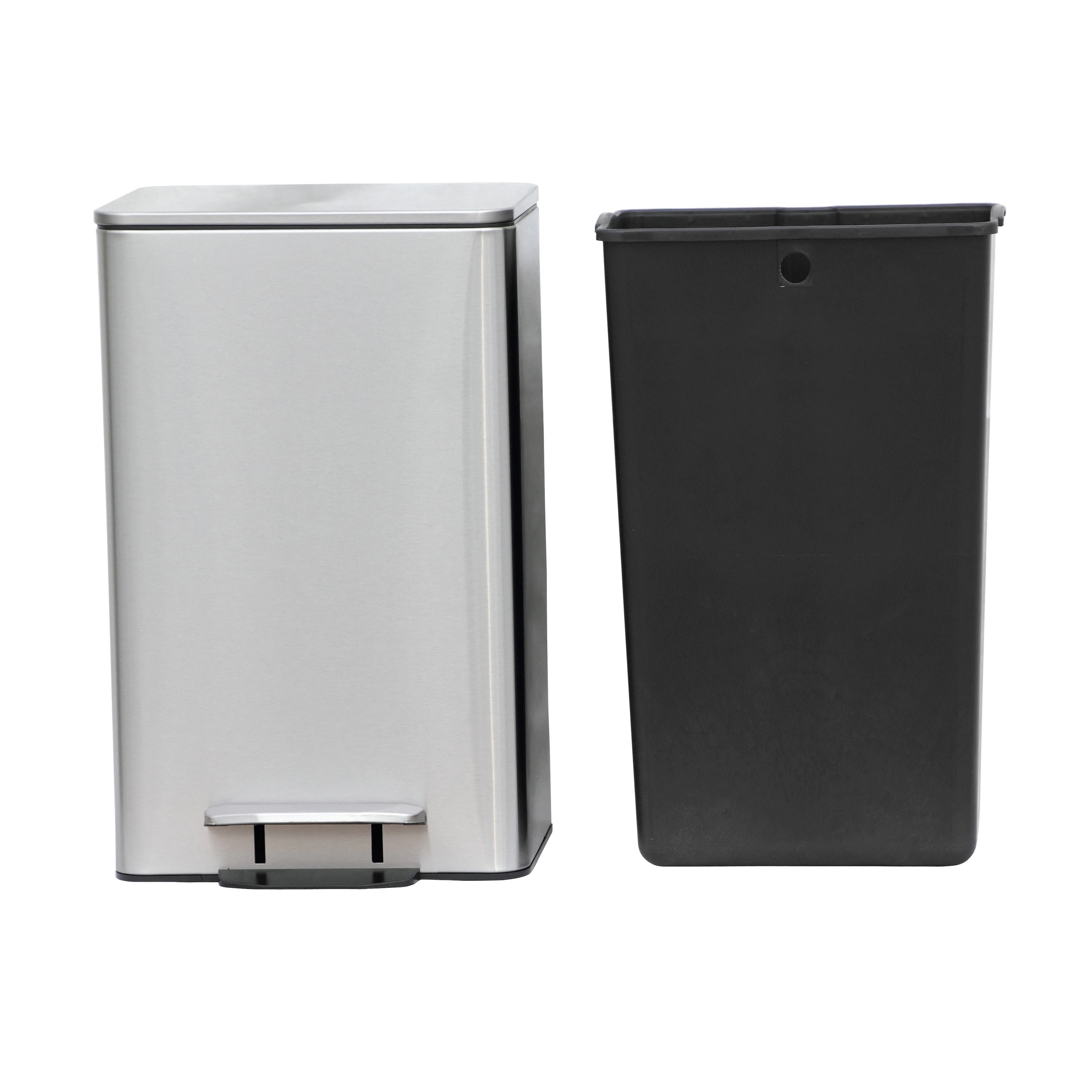 King’s Rack 8 Gallon / 30 Liter Brushed Stainless Steel Step-on Trash Can Fingerprint Resistance with Removable Bucket
