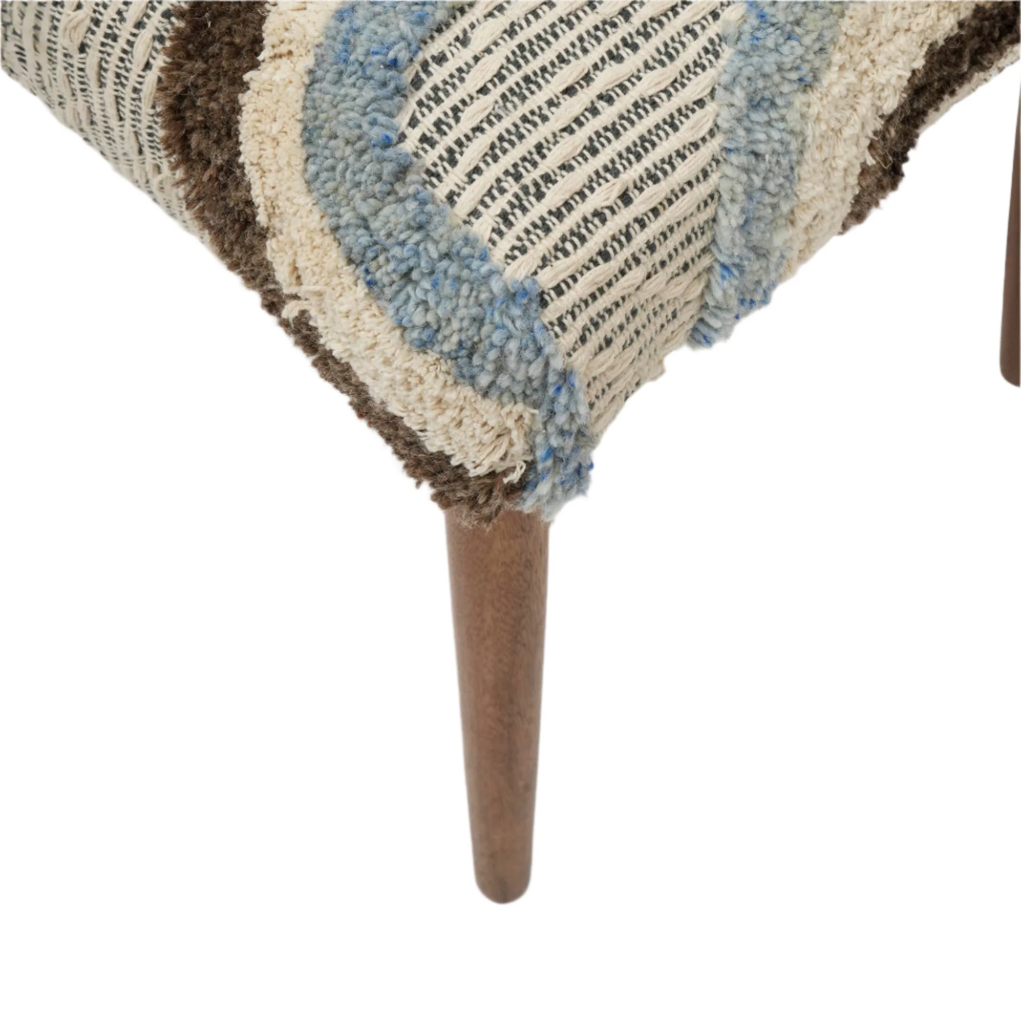 Tufted Upholstered Stool with Wooden Legs, Set of 2