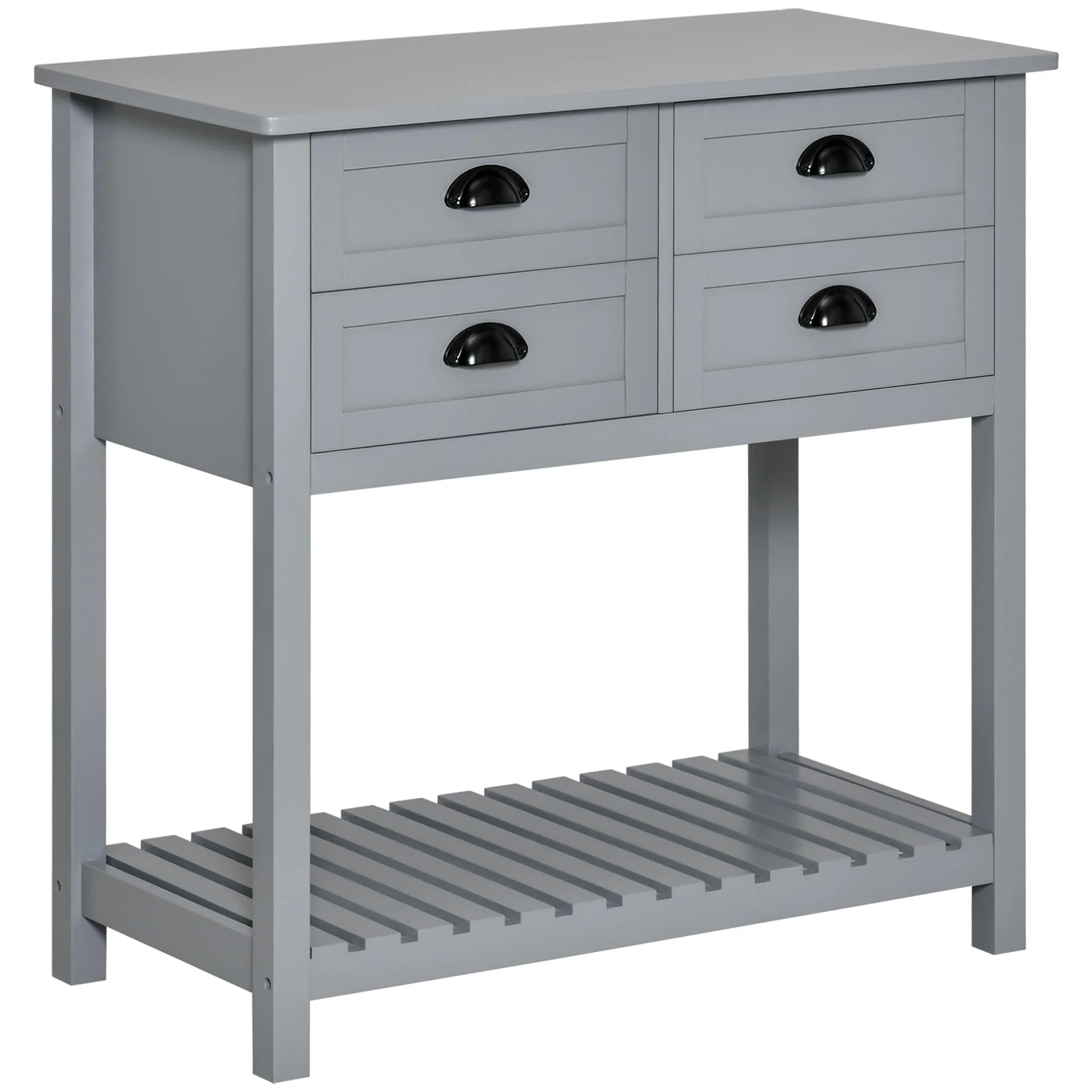 HOMCOM Sideboard Buffet Cabinet, Storage Serving Console Table with 4 Drawers and Slatted Bottom Shelf for Kitchen, Living Room