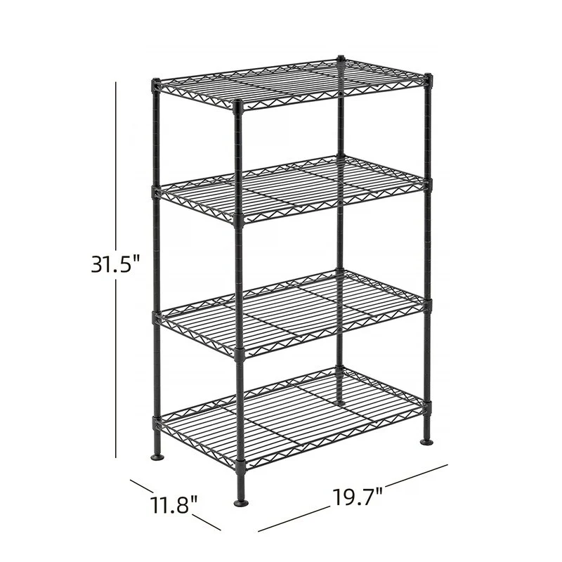 4-Tier Industrial Welded Wire Shelving Black