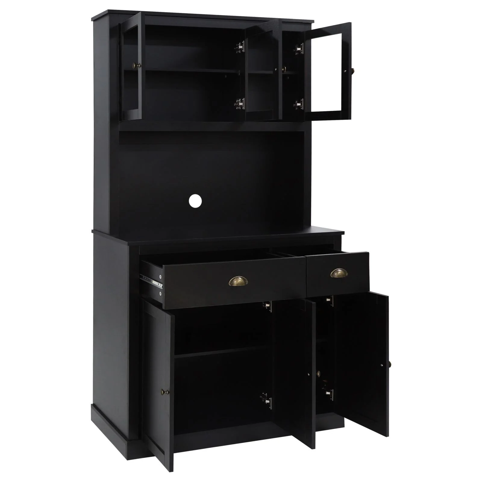 VEIKOUS Pantry Kitchen Cabinet Storage with Microwave Stand and 3 Adjustable Shelves