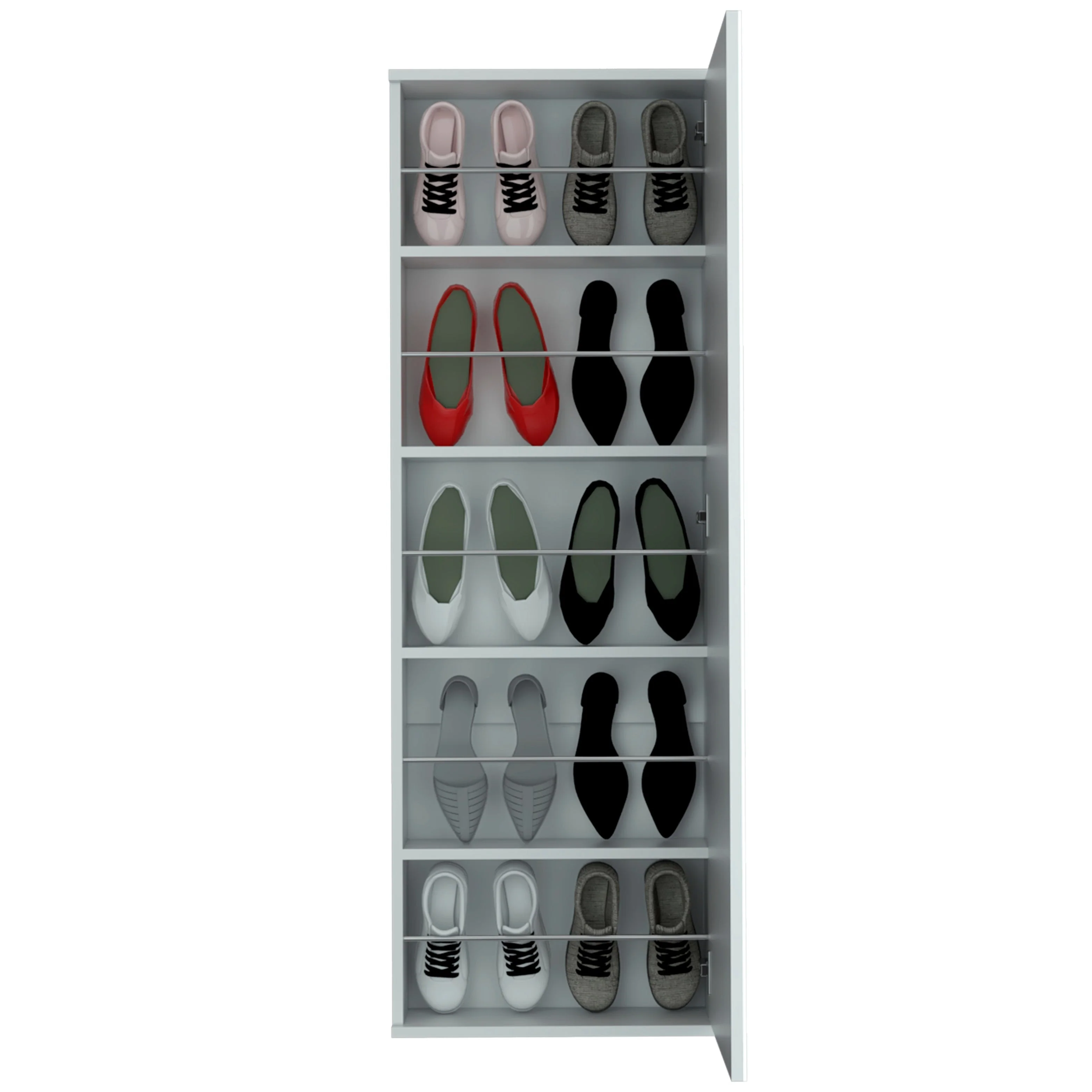 Leto Wall Mounted Shoe Rack With Mirror - N/A