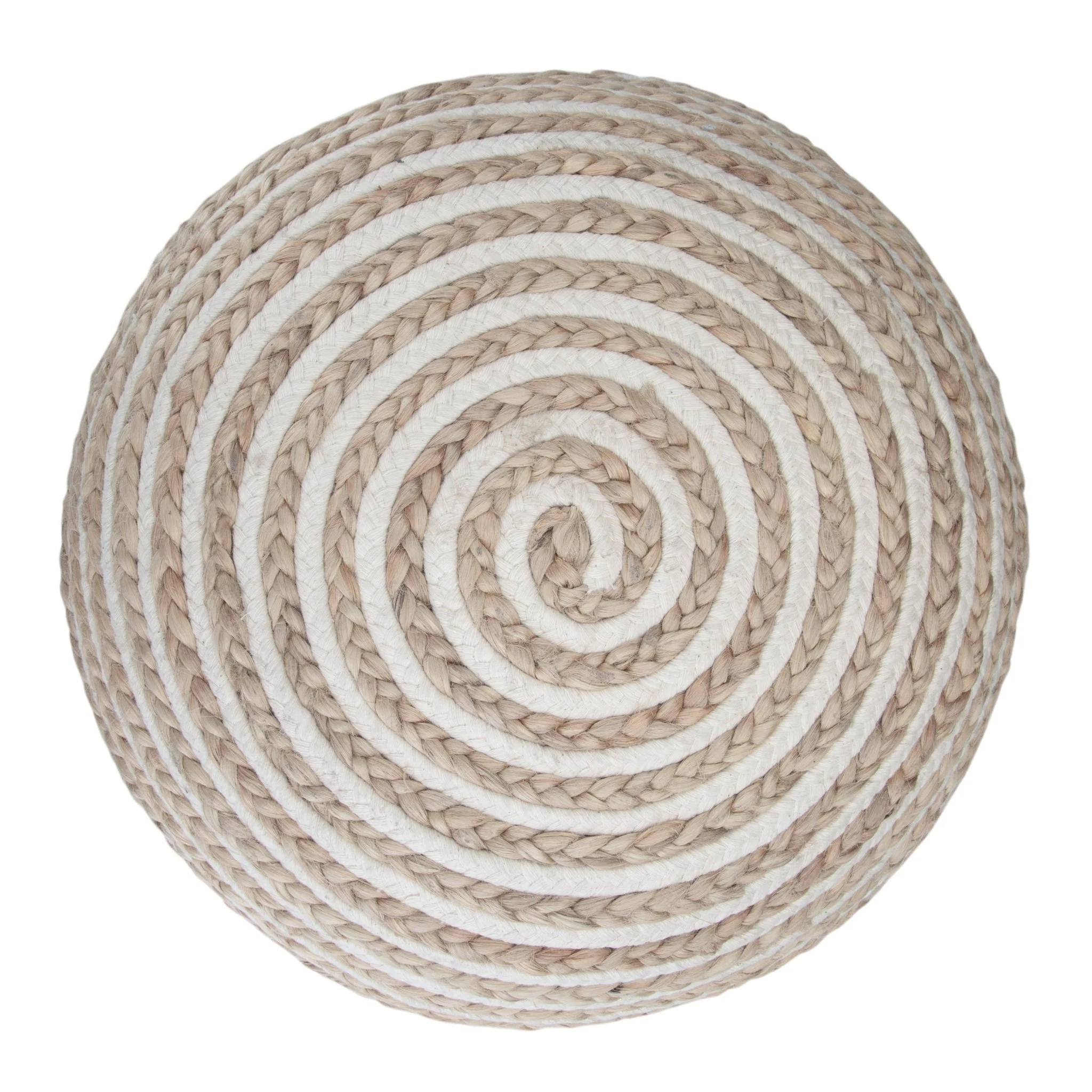 Cotton and Jute Woven Round Pouf
