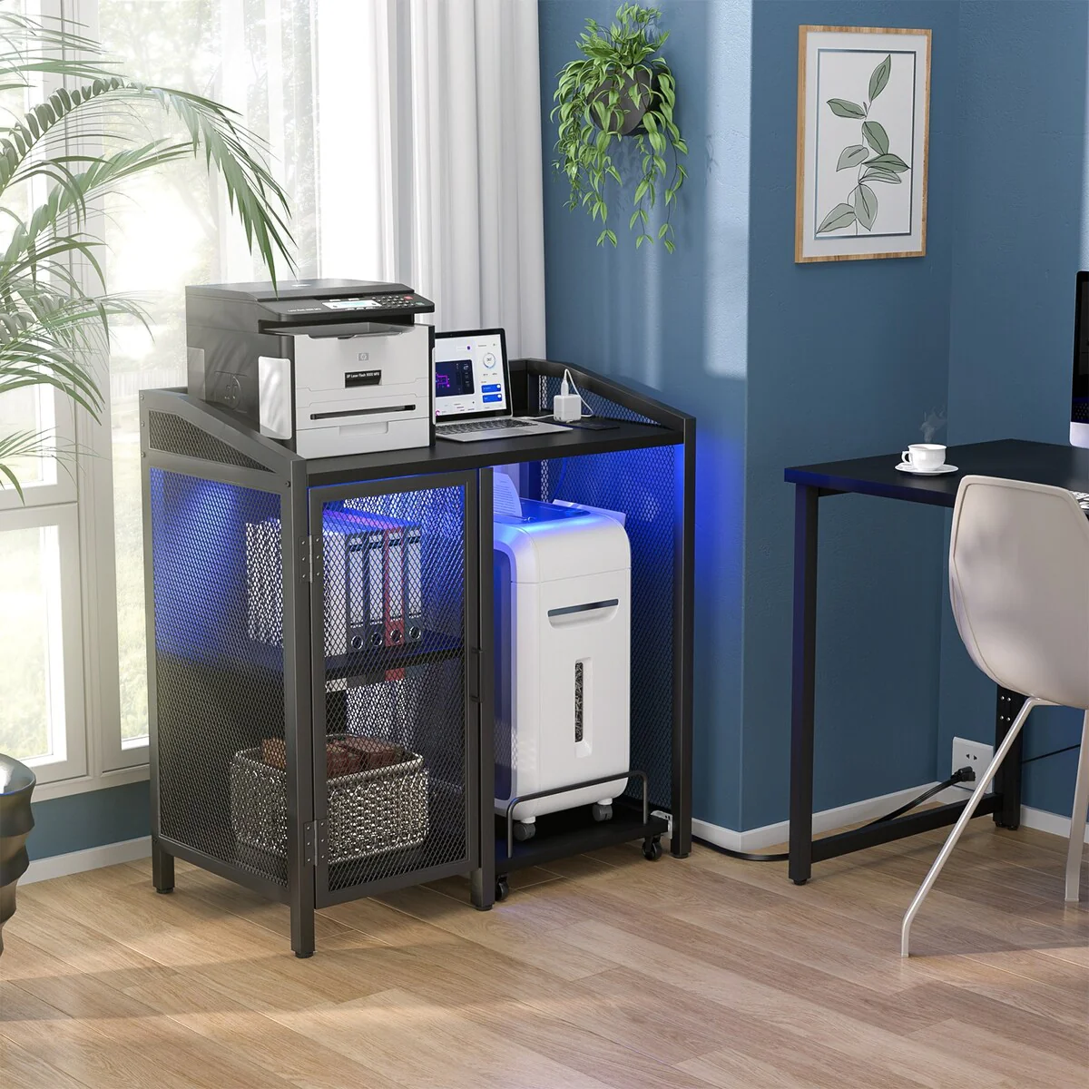 File Cabinet with Charge Station, Storage Cabinet with Paper Shredder Stand On Wheel