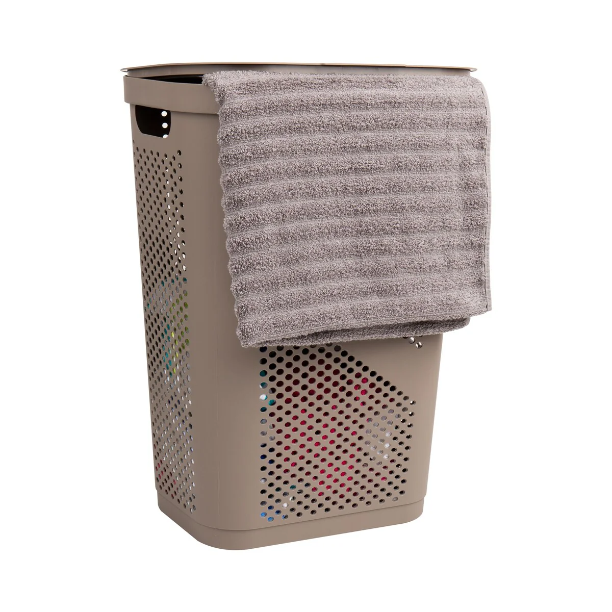 Mind Reader 60L Slim Laundry Hamper, Clothes Basket, Lid, Ventilated, Plastic, 17.25