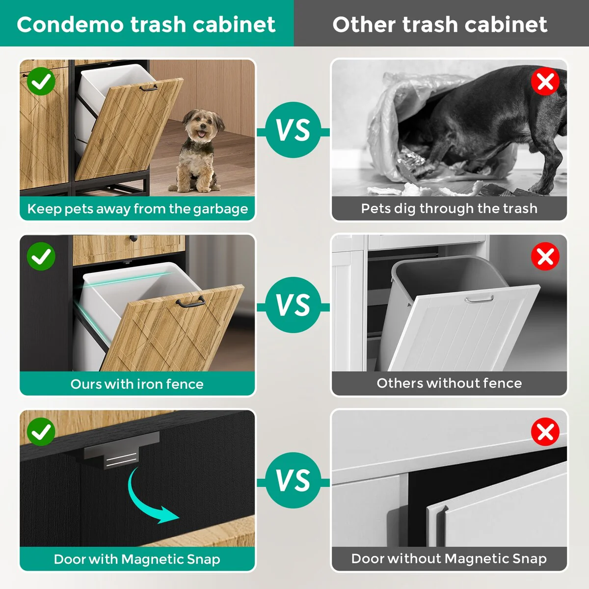 10 Gallon Tilt Out Trash Can Cabinet for Kitchen, Laundry Storage Cabinet