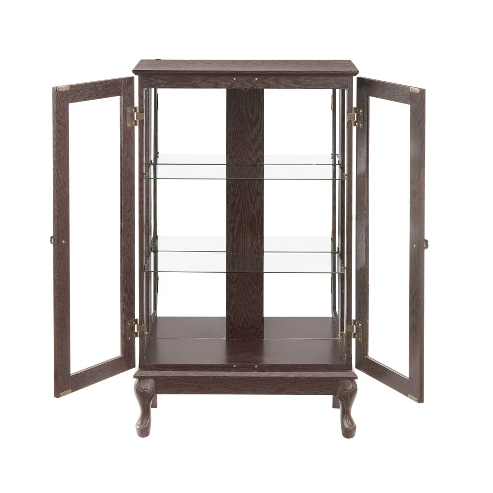 Curio Cabinet with Tempered Glass Doors and Adjustable Shelves Light Bulb Included