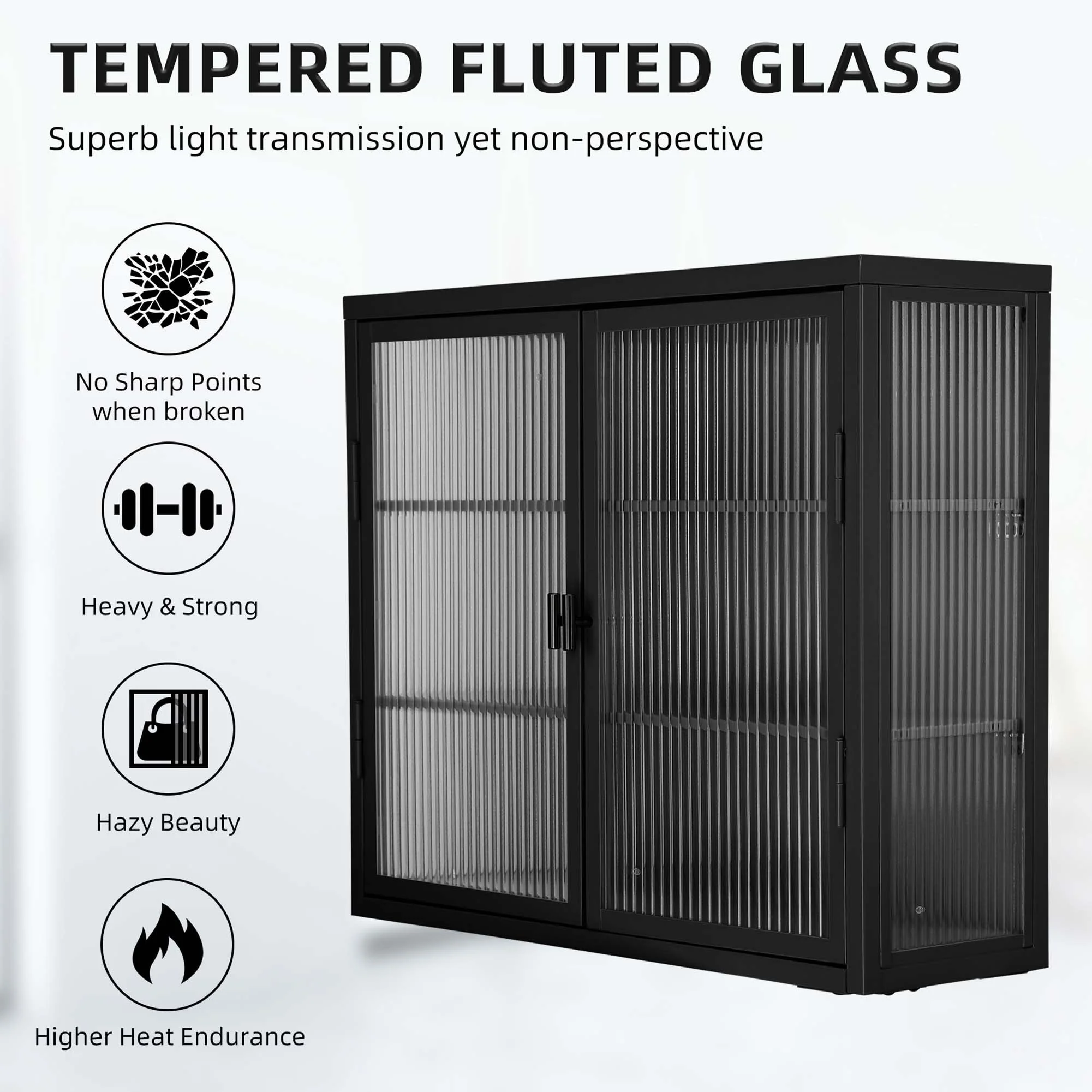 Retro Style Glass Door Wall Cabinet