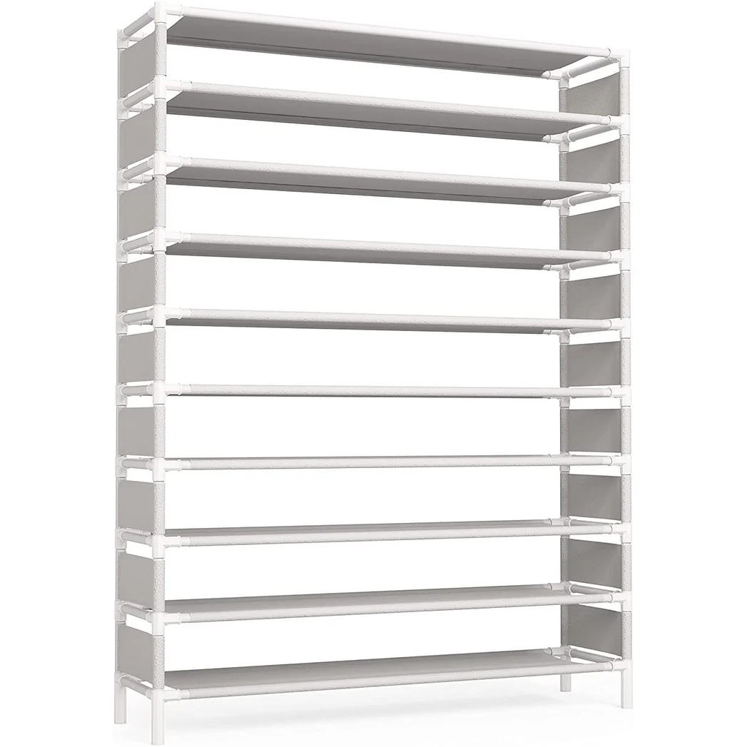 10 Tiers Shoe Rack, Large Capacity Shoe Organizer, Shoe Shelf for 50 Pair, Metal Shoe Rack, Tall Shoe Shelf - 10-tier