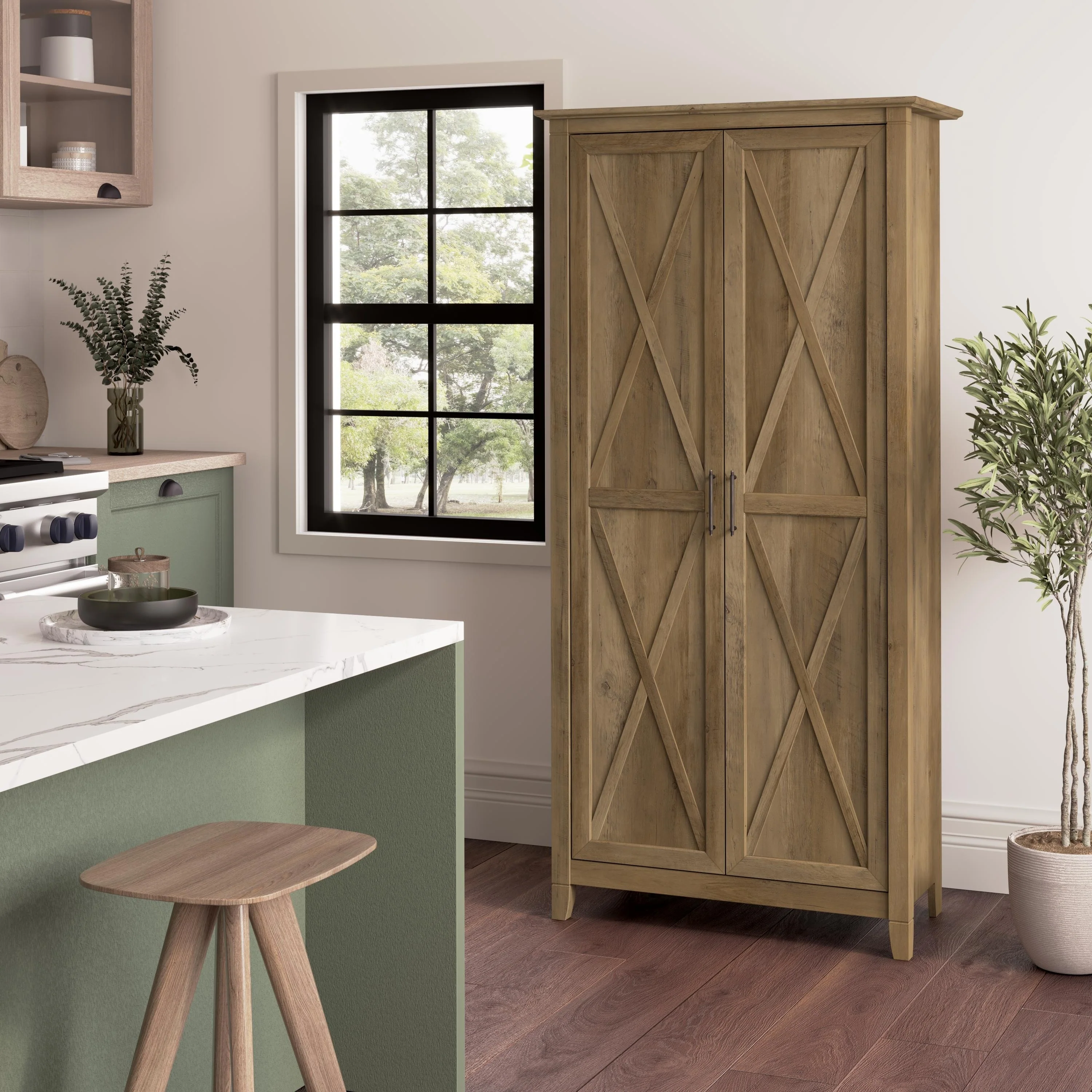 Key West Tall Kitchen Pantry Cabinet with Doors by Bush Furniture