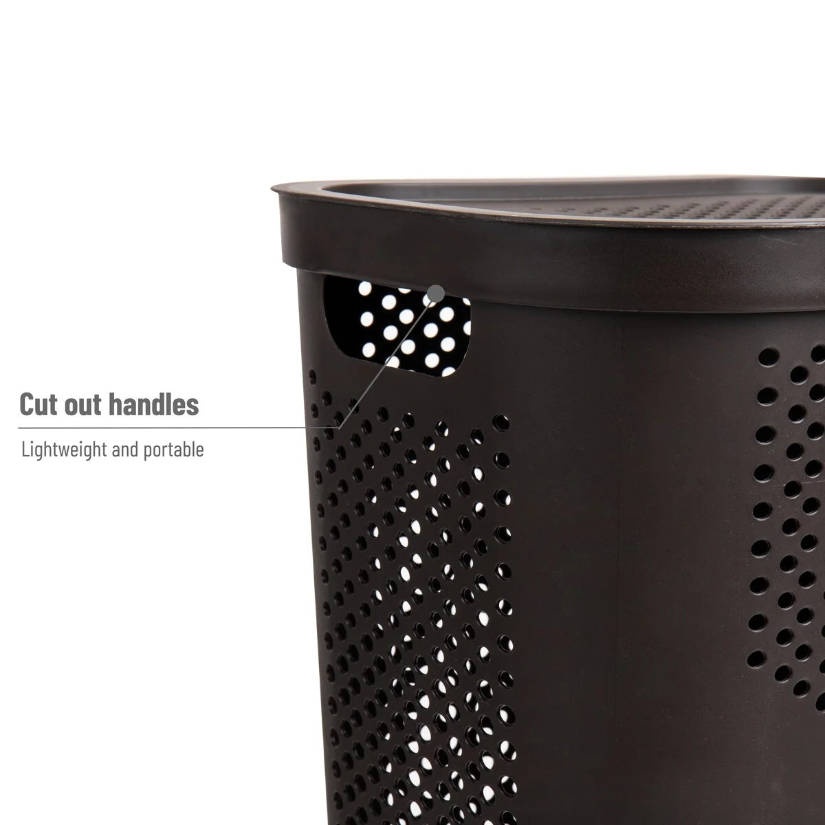 Mind Reader 60L Slim Laundry Hamper, Clothes Basket, Lid, Ventilated, Plastic, 17.25